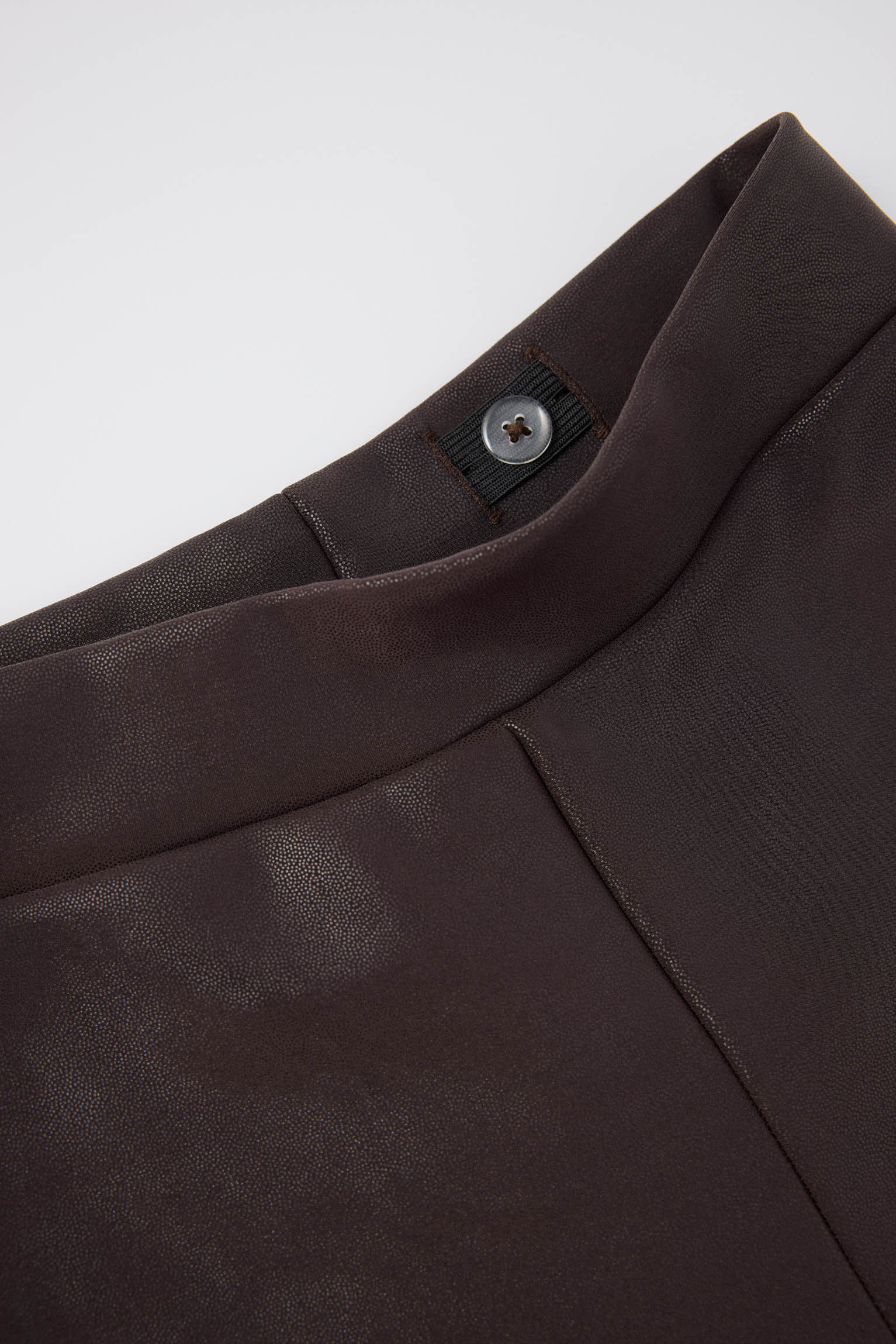 THERMIQUE Pantalon fille chocolat effet cuir évasé et molletonné