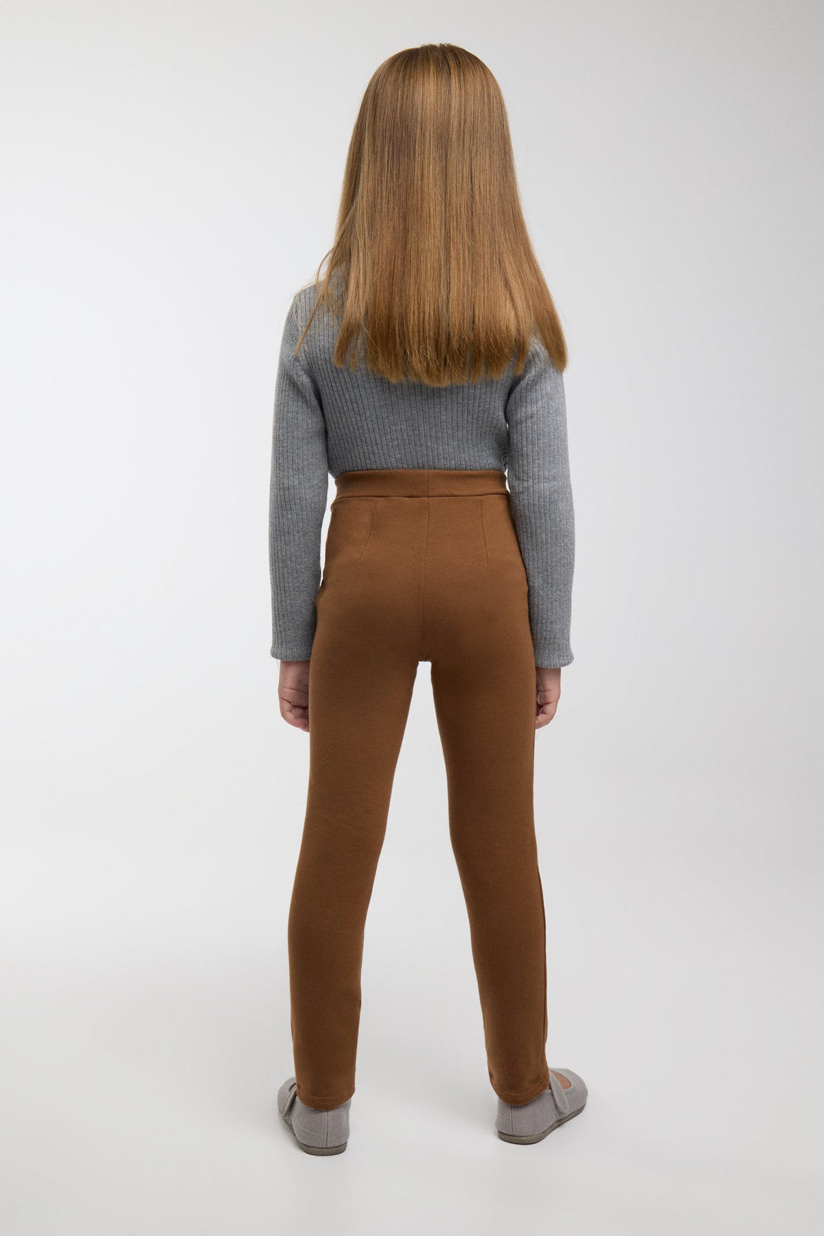 THERMIQUE Legging fille marron skinny molletonné