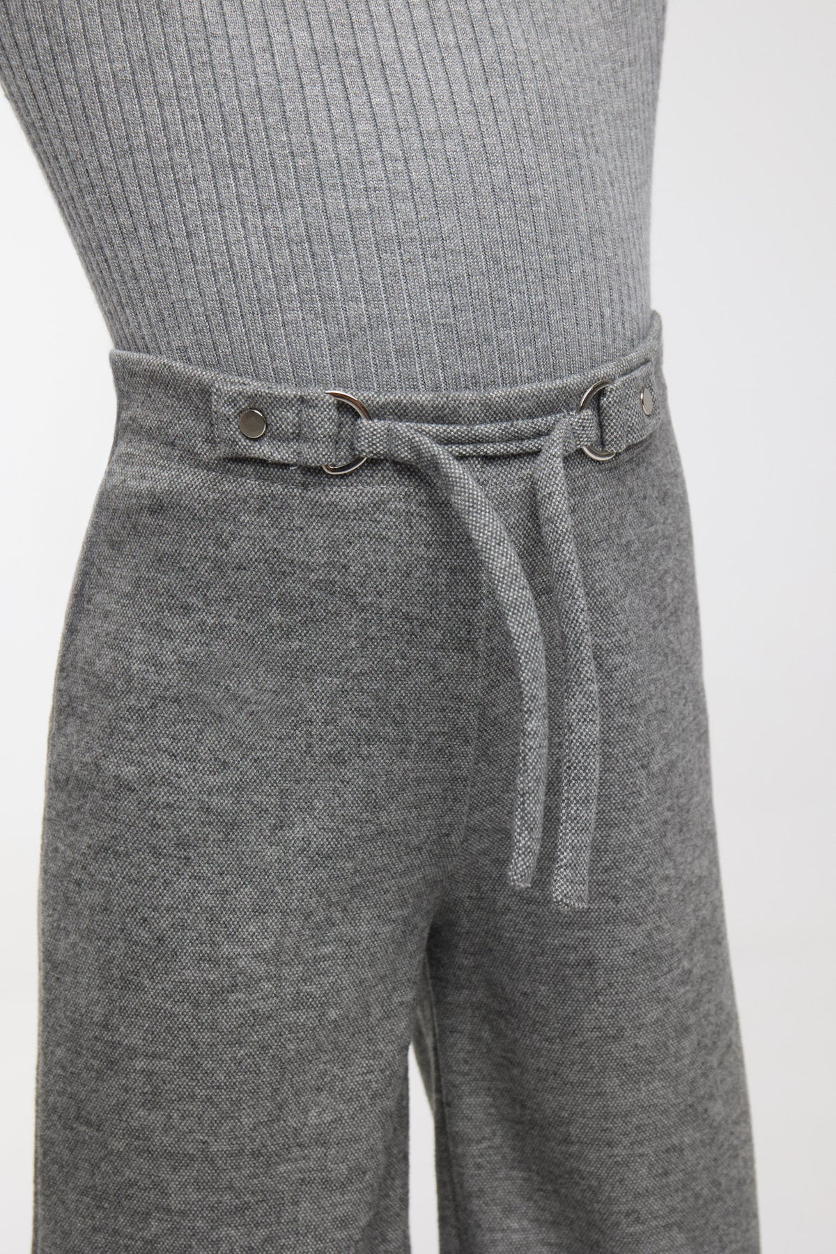 Pantalon large fille gris chiné