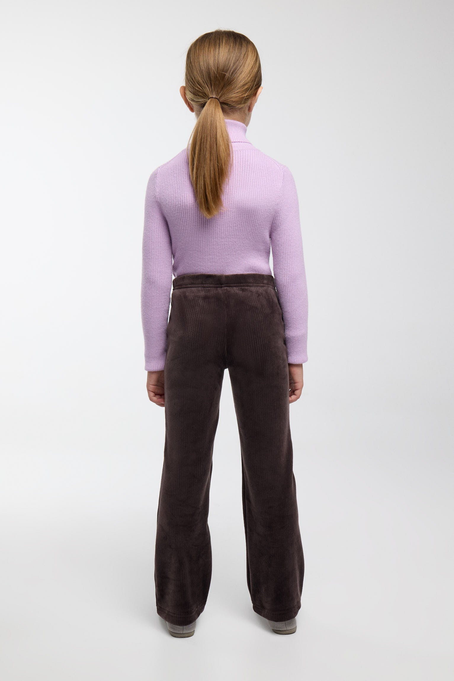 ULTRA THERMIQUE Pantalon fille marron chocolat molletonné effet velours côtelé