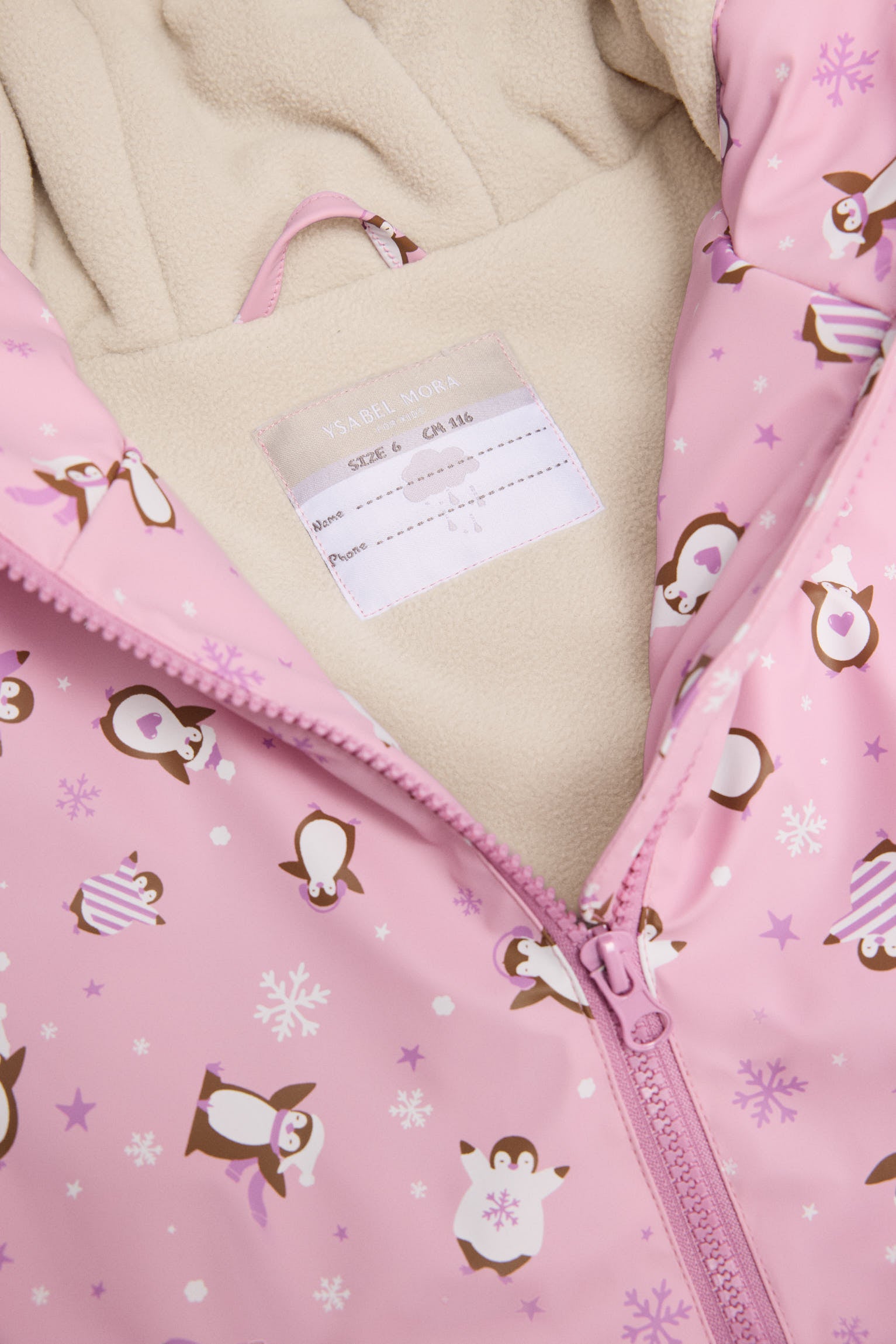 PRÉCOMMANDE Imperméable fille imprimé pingouins doublure polaire