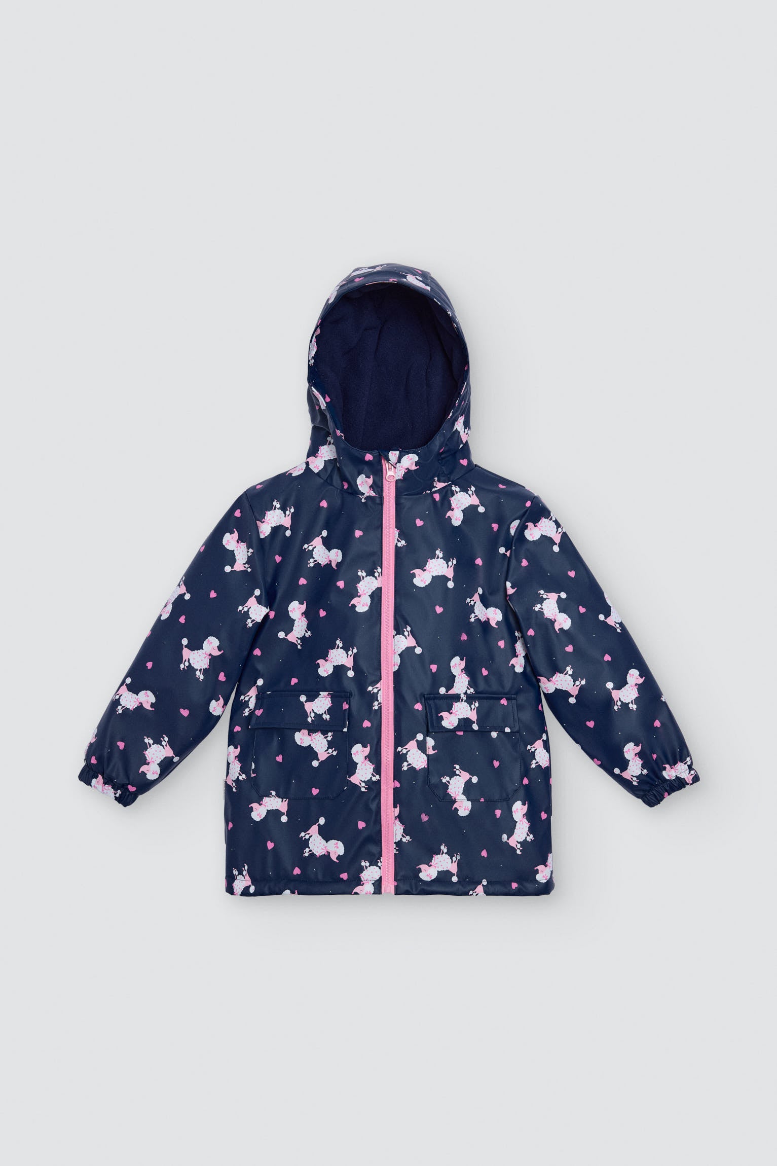 Imperméable fille imprimé caniches doublure polaire