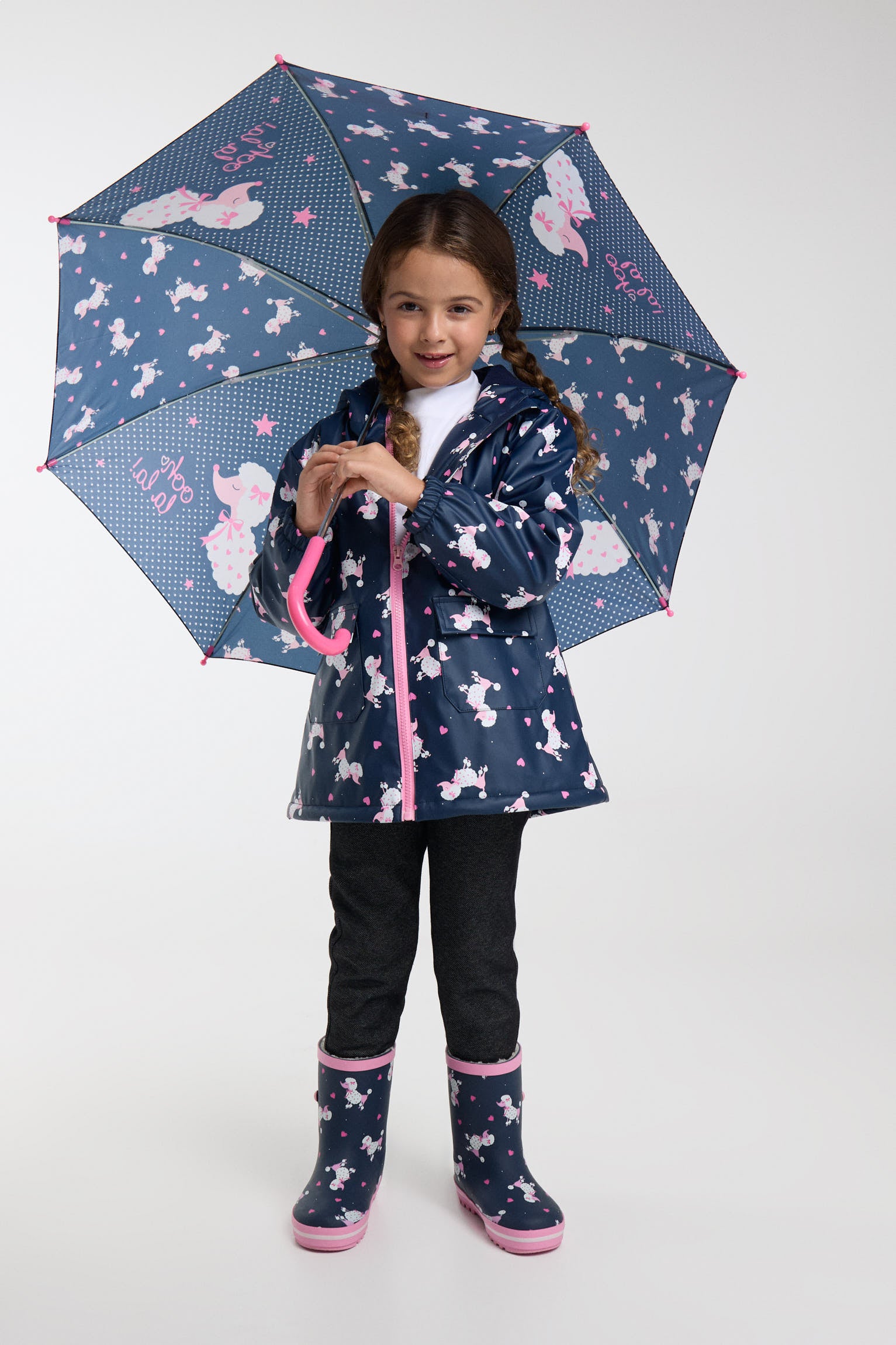 Imperméable fille imprimé caniches doublure polaire