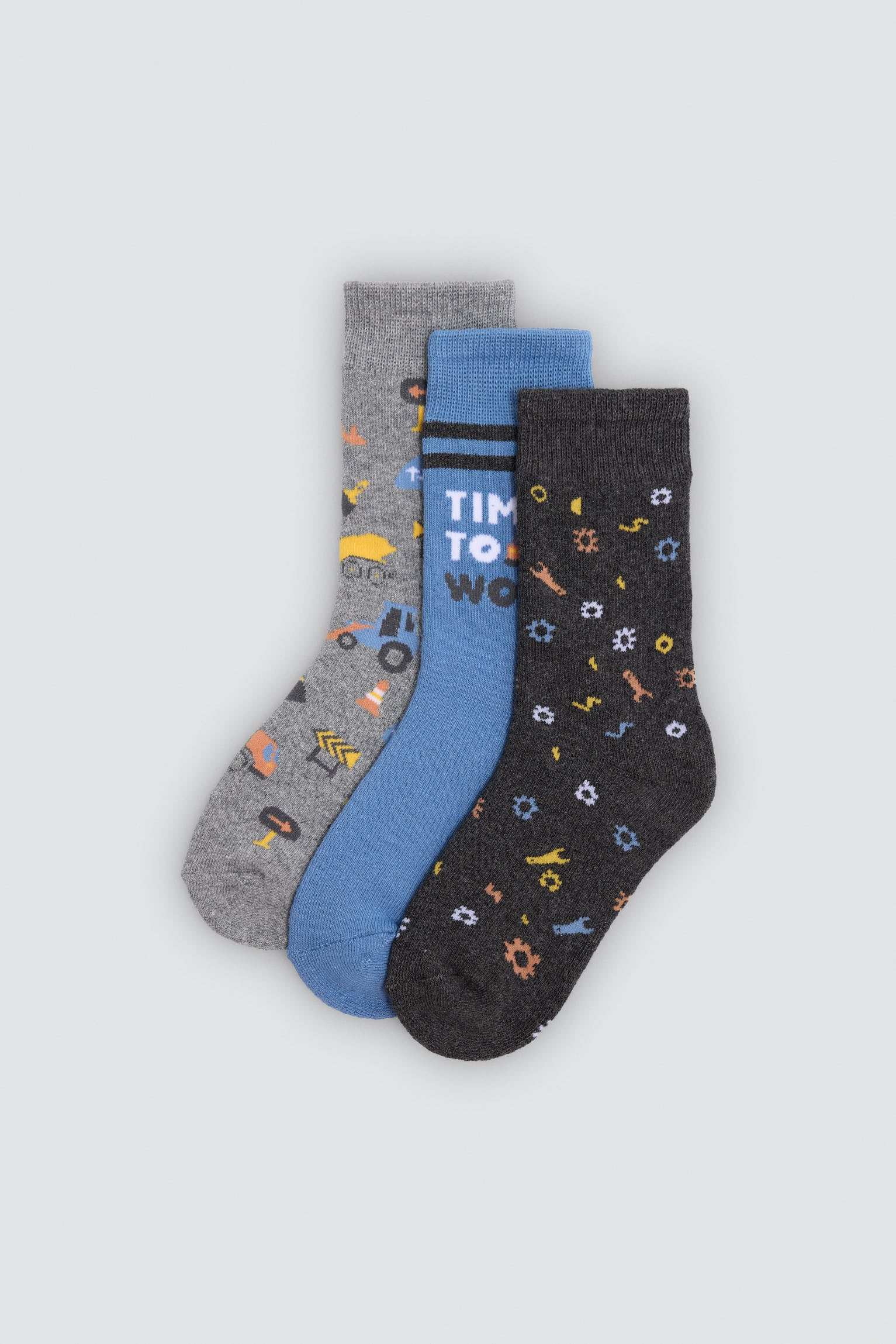 Lot de 3 chaussettes thermiques garçon imprimé outils et panneaux