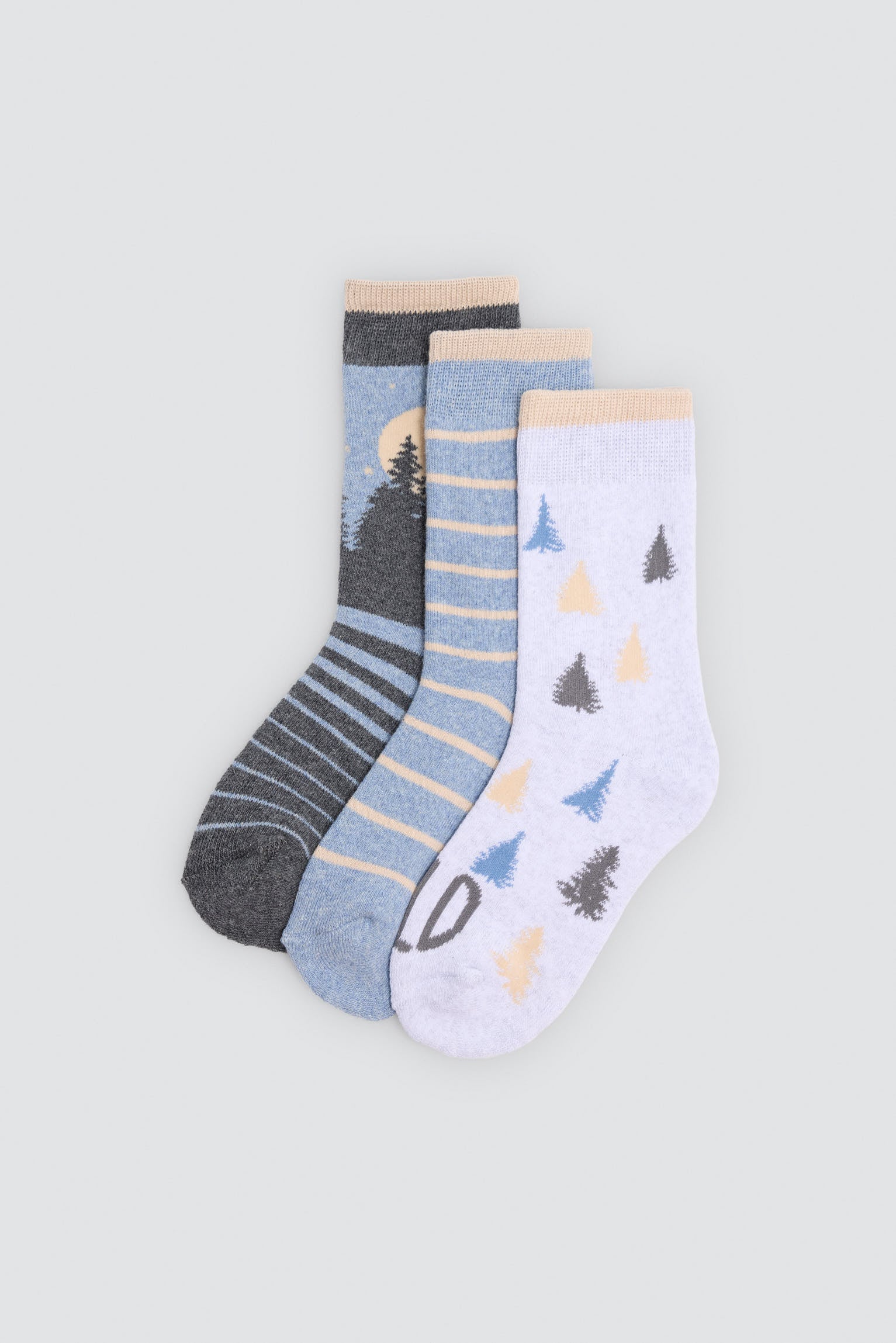 Lot de 3 chaussettes thermiques garçon imprimé forêt