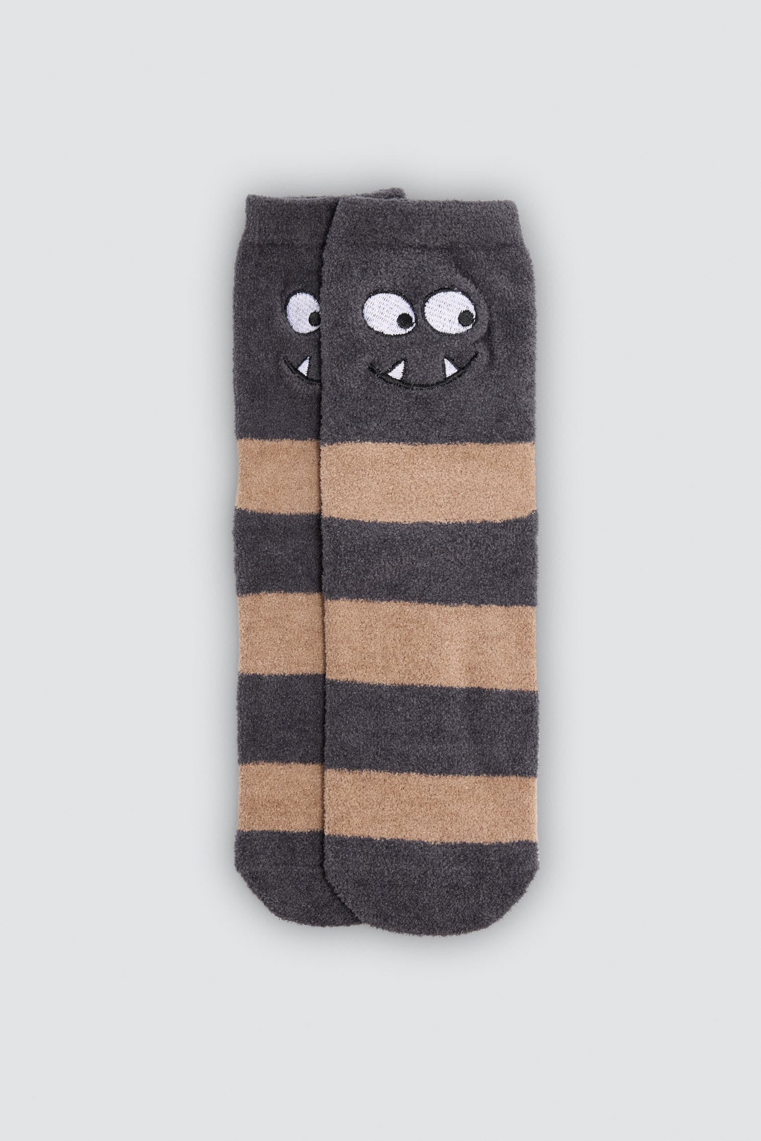 Lot de 3 chaussettes antidérapantes garçon rayées monstres