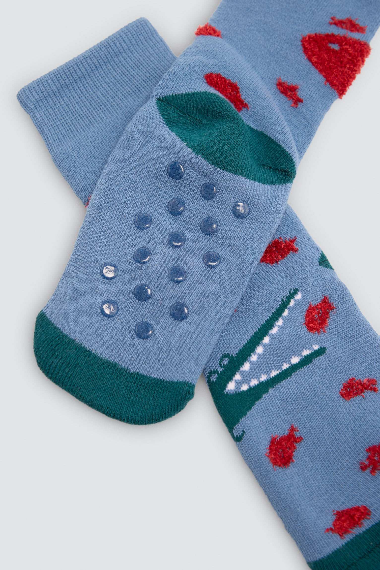 Lot de 3 chaussettes thermiques antidérapantes garçon imprimé crocodiles et requins