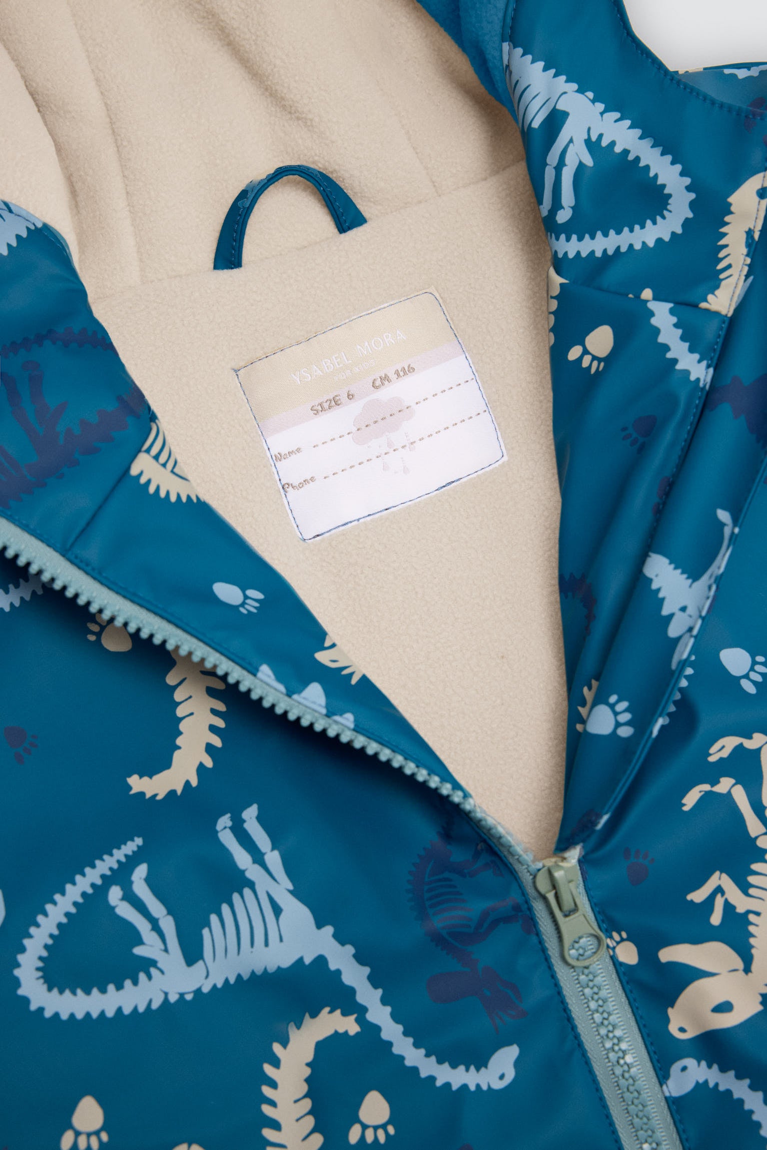 Imperméable garçon imprimé dinosaures doublure polaire