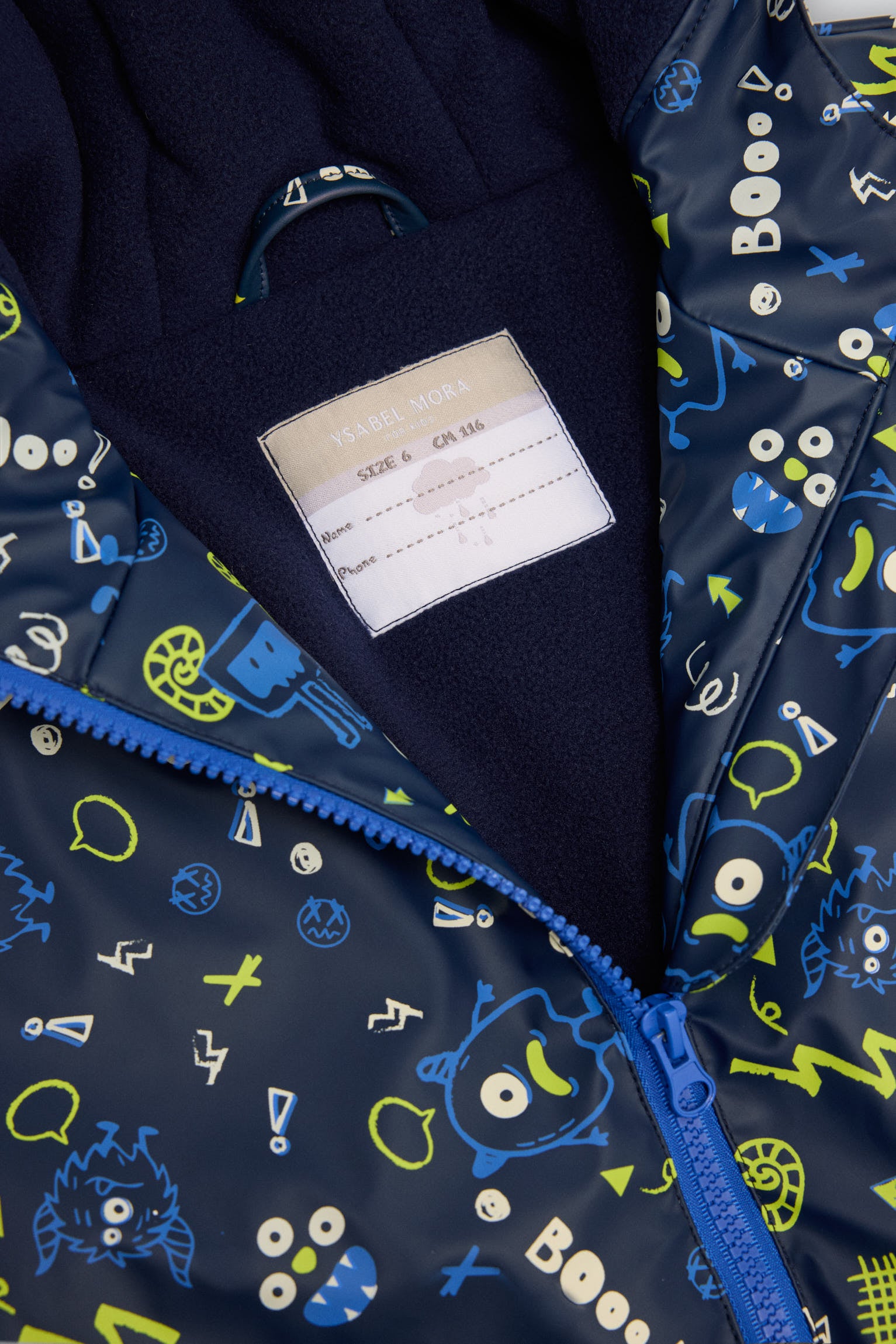 PRÉCOMMANDE Imperméable garçon imprimé monstres doublure polaire