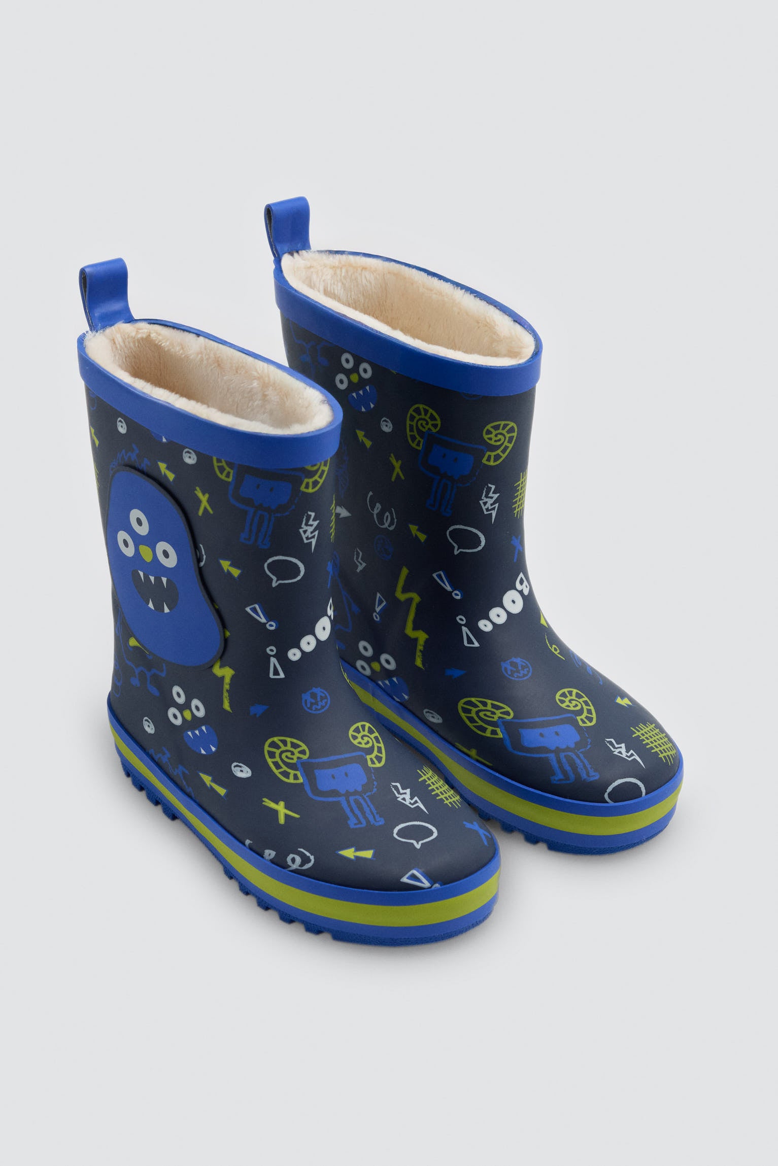 PRÉCOMMANDE Bottes de pluie garçon imprimé monstres doublure sherpa