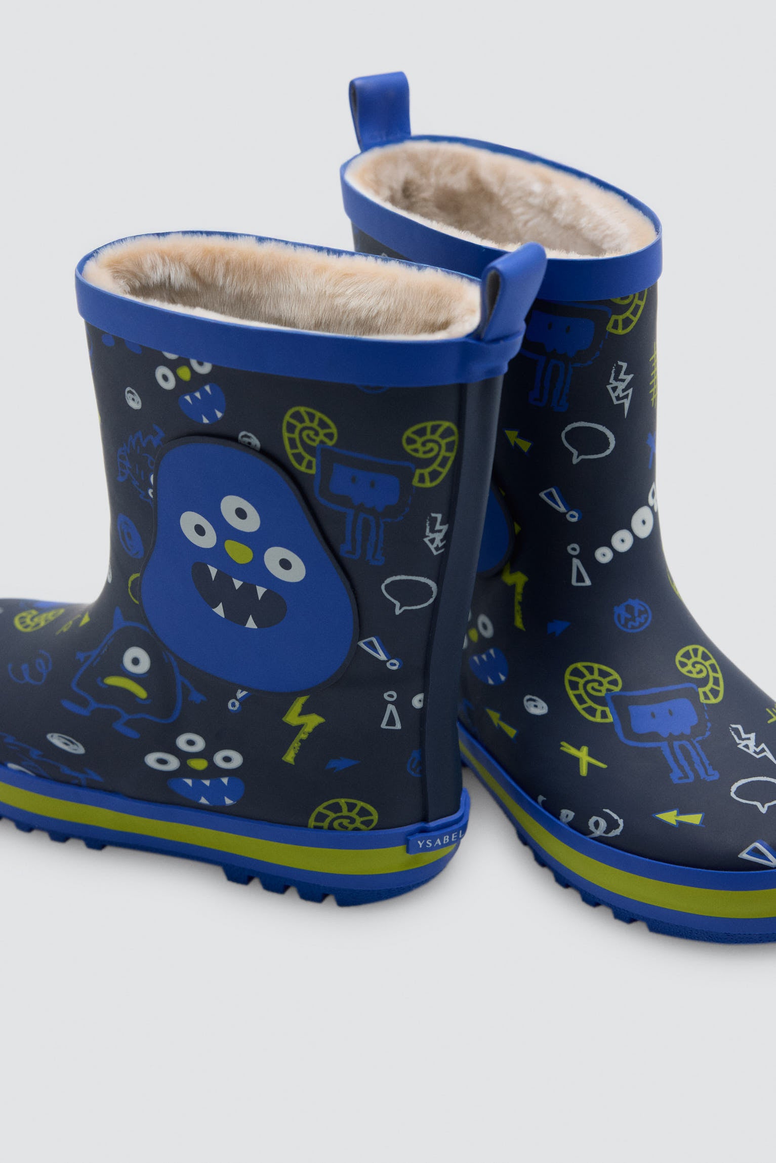 PRÉCOMMANDE Bottes de pluie garçon imprimé monstres doublure sherpa