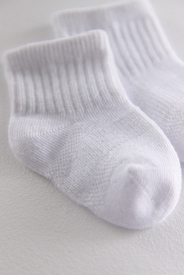 Lot de 3 chaussettes bébé respirantes style sport blanches