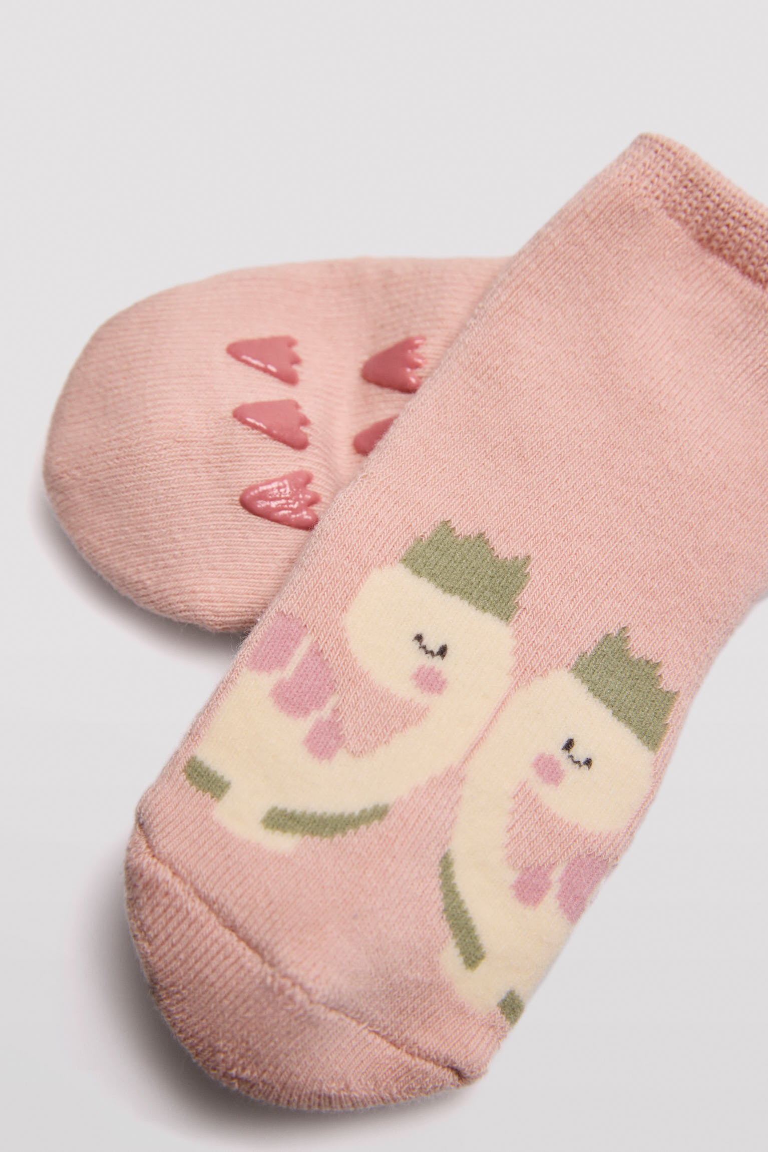 Lot de 4 chaussettes bébé thermiques antidérapantes imprimés princesses dinosaures