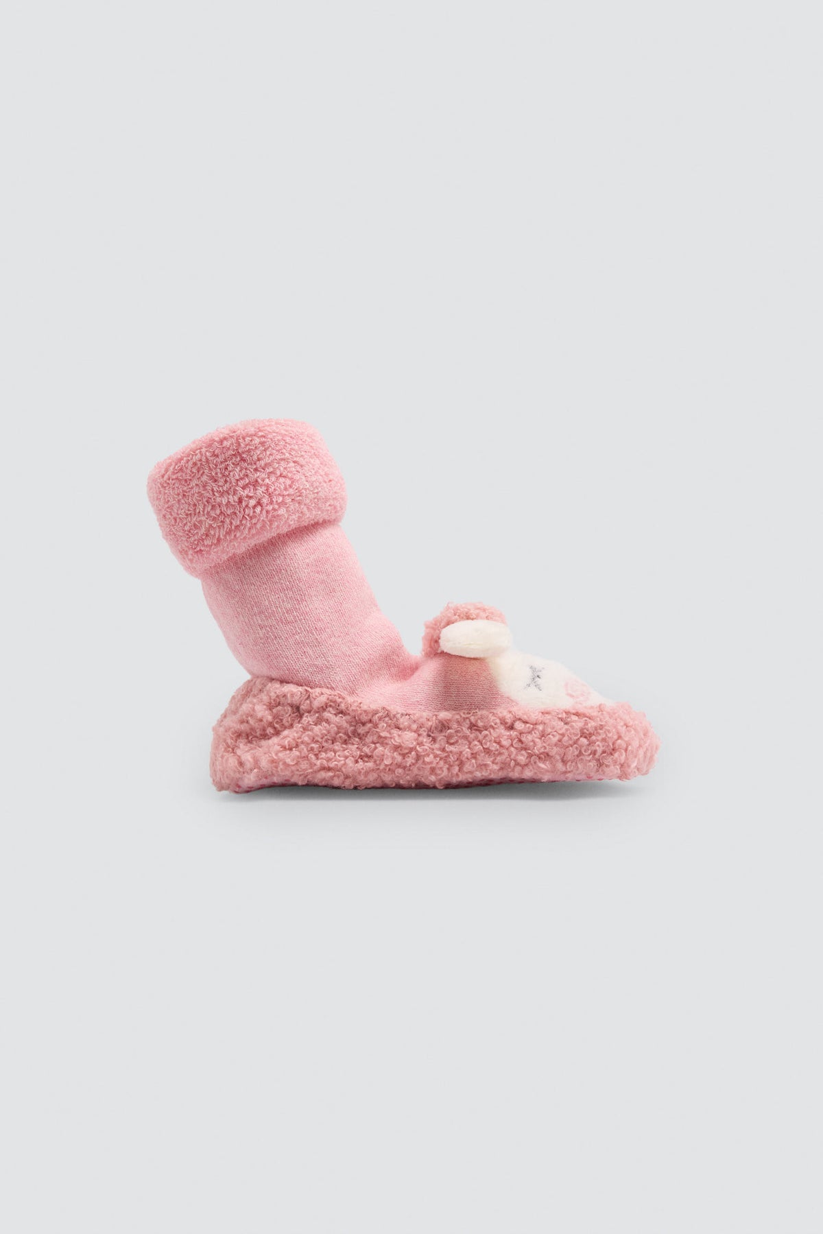 Chaussettes-chaussons thermiques bébé motif mouton rose
