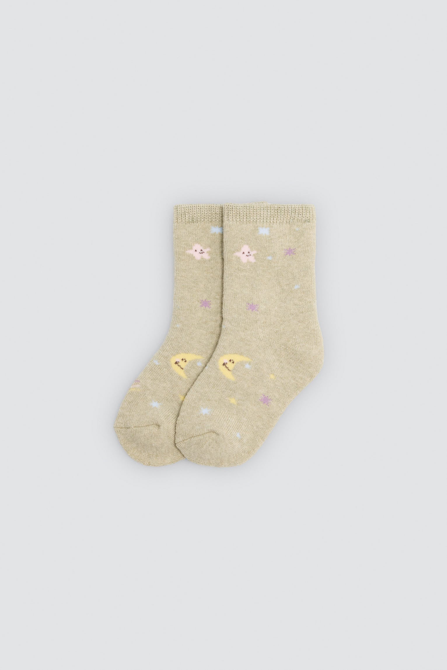 Lot de 4 chaussettes thermiques bébé imprimé lunes et étoiles