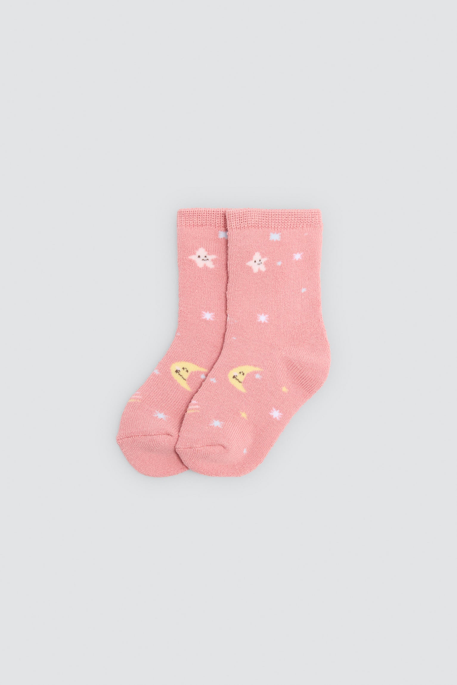 Lot de 4 chaussettes thermiques bébé imprimé lunes et étoiles