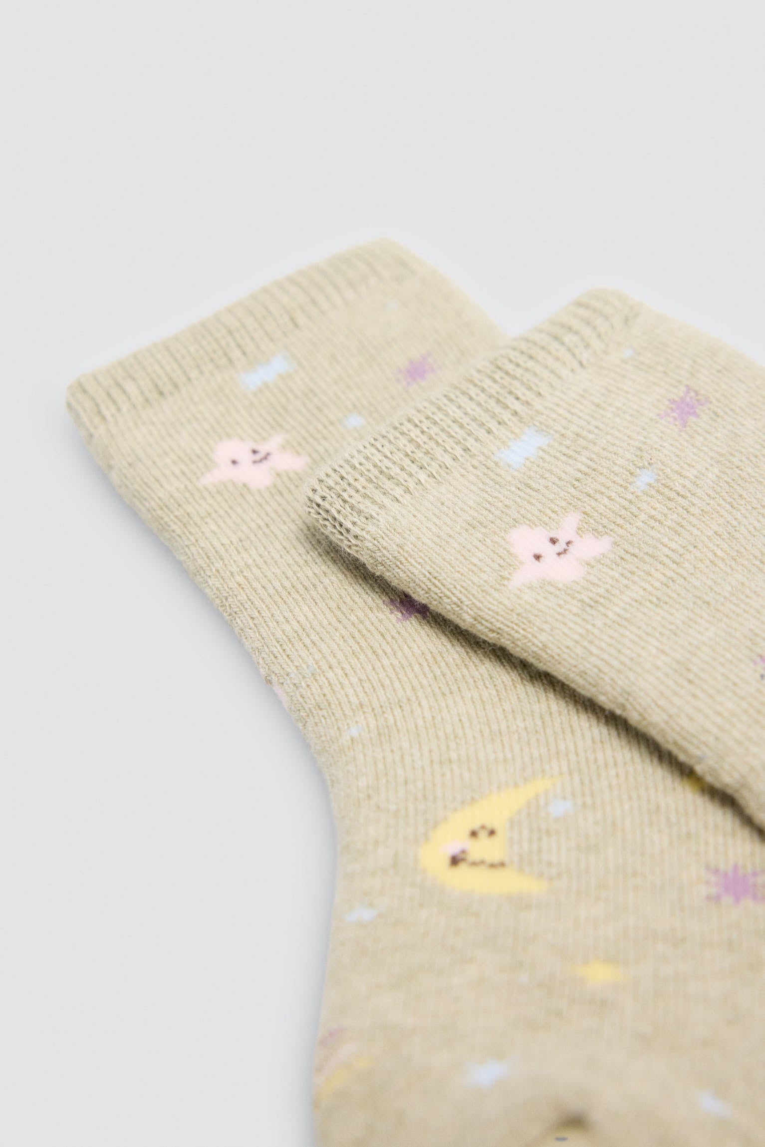 Lot de 4 chaussettes thermiques bébé imprimé lunes et étoiles