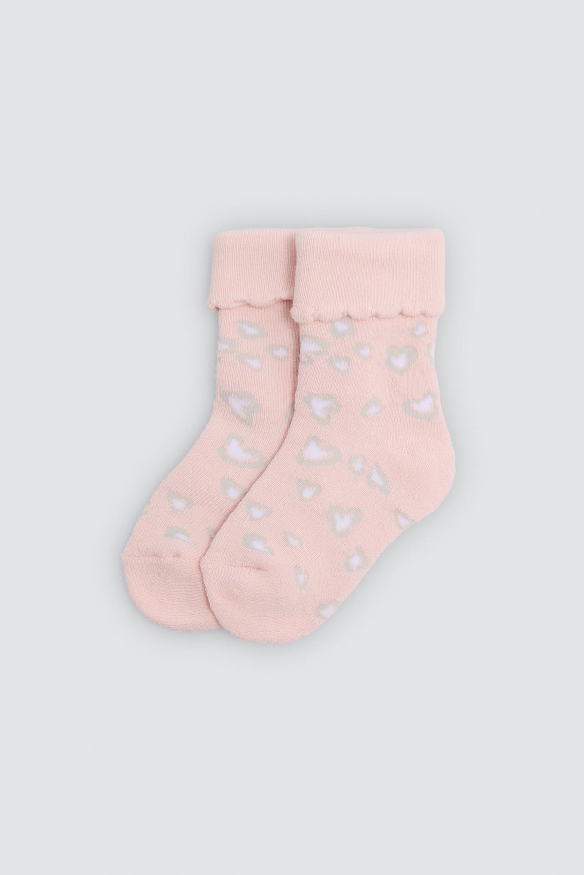 Lot de 4 chaussettes thermiques bébé bord replié imprimé fruits et cœurs