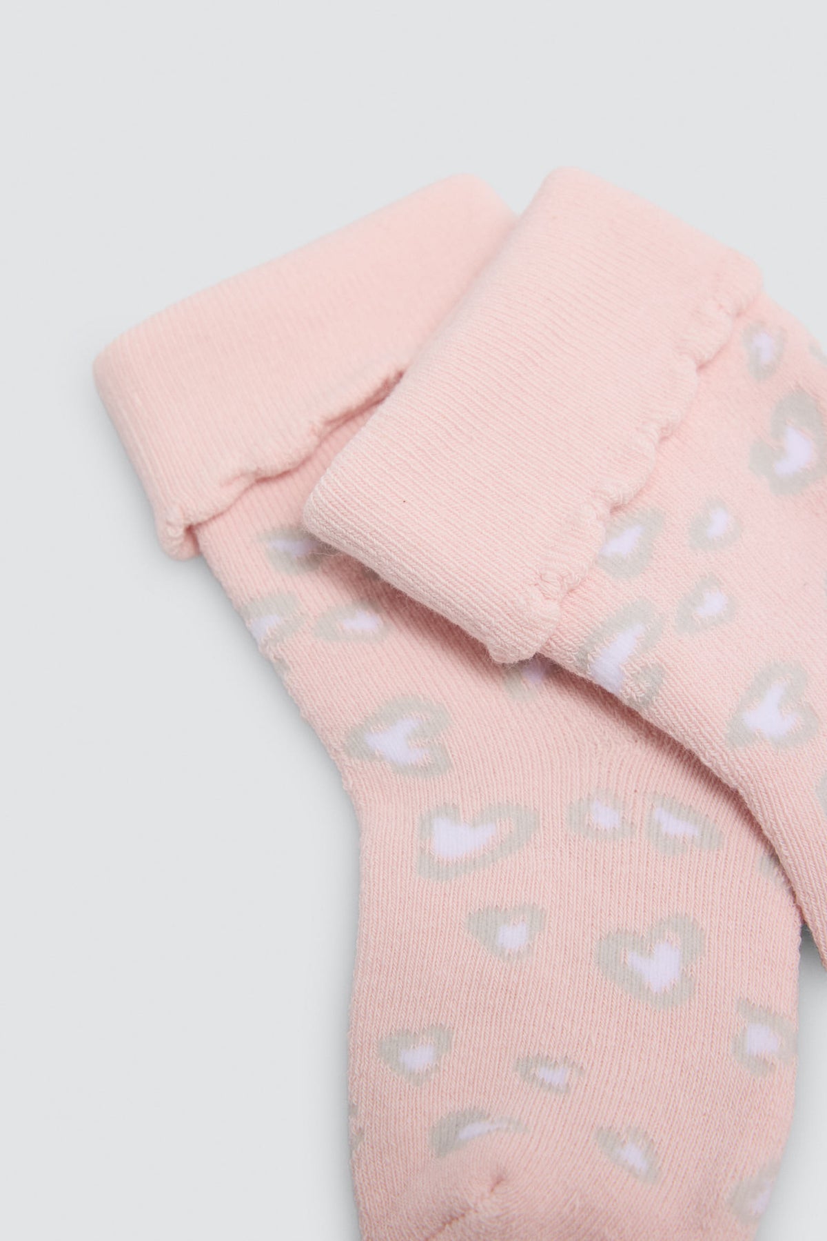 Lot de 4 chaussettes thermiques bébé bord replié imprimé fruits et cœurs