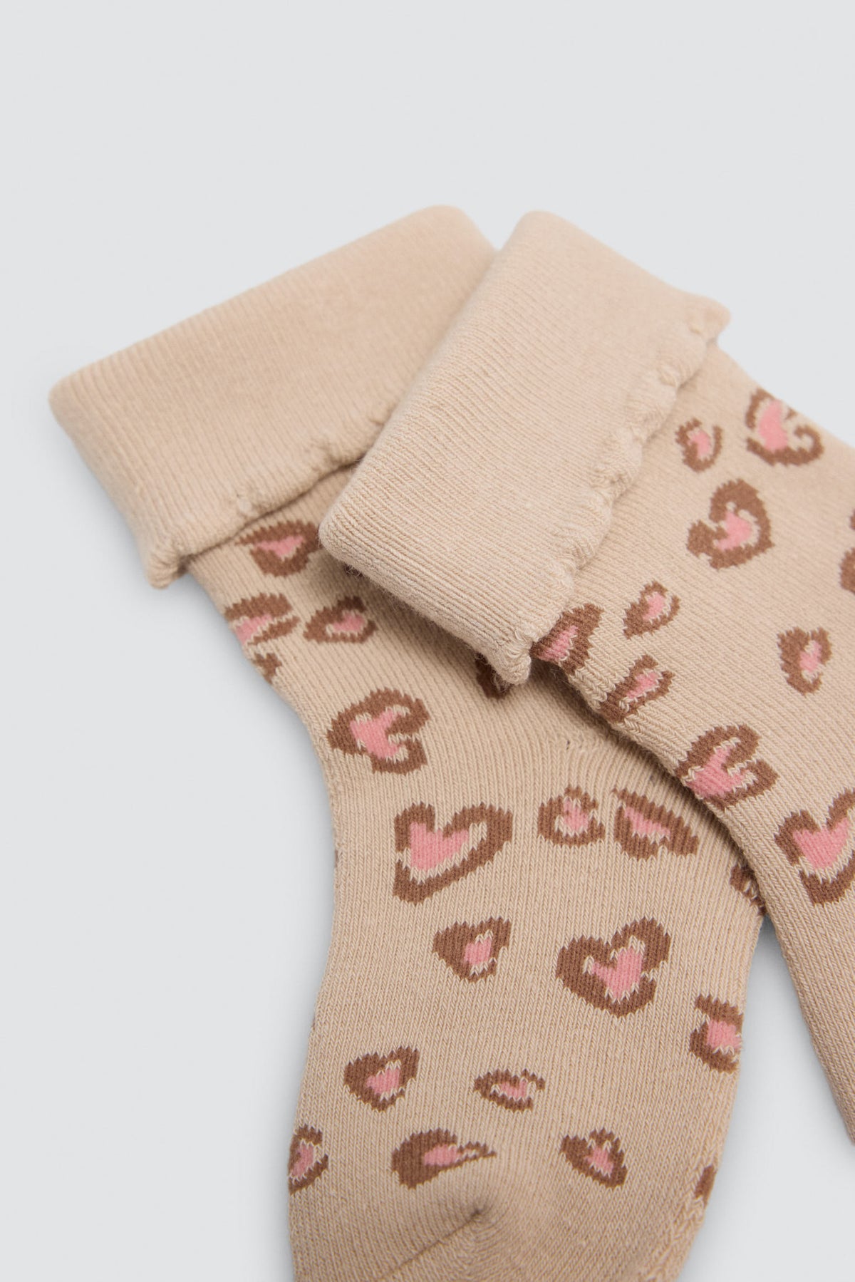 Lot de 4 chaussettes thermiques bébé bord replié imprimé fruits et cœurs