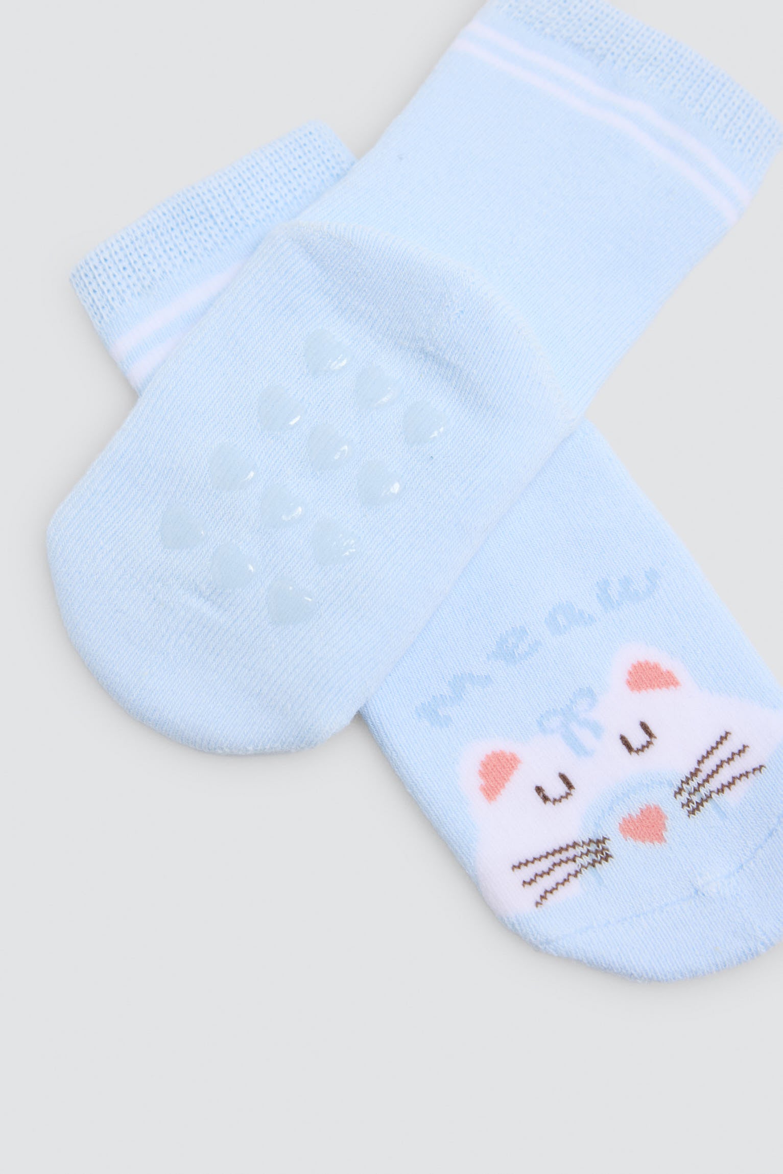 Lot de 2 chaussettes thermiques antidérapantes bébé imprimé chats et arcs-en-ciel