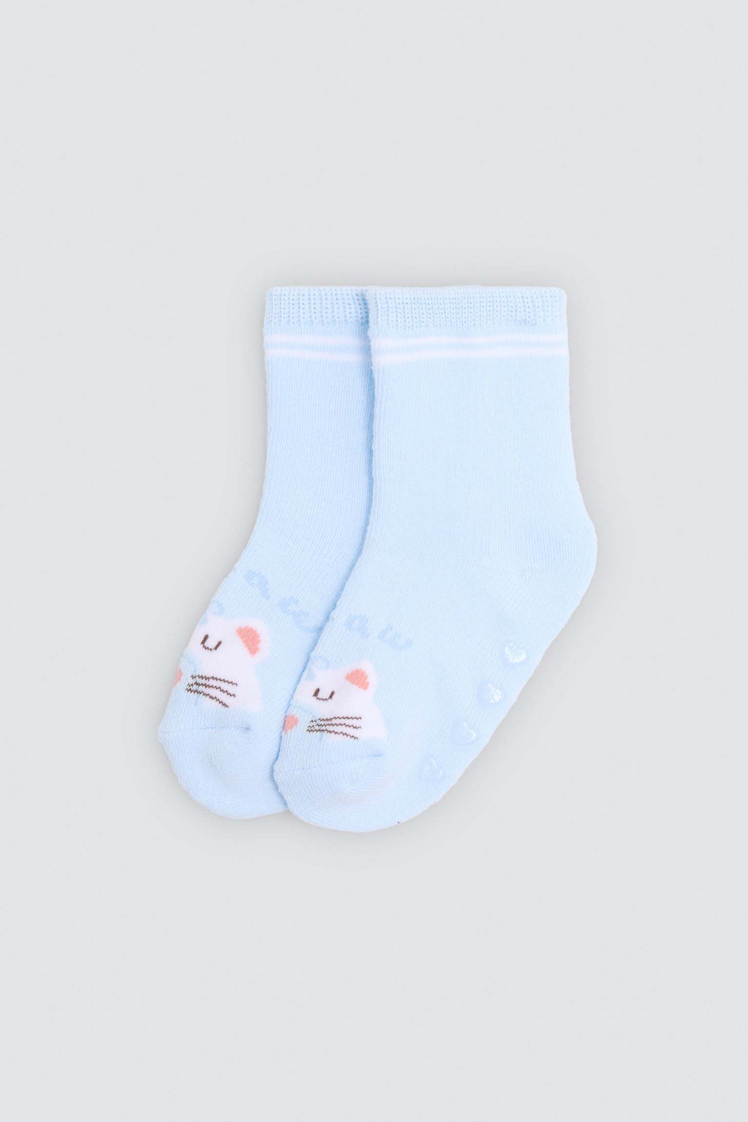 Lot de 2 chaussettes thermiques antidérapantes bébé imprimé chats et arcs-en-ciel