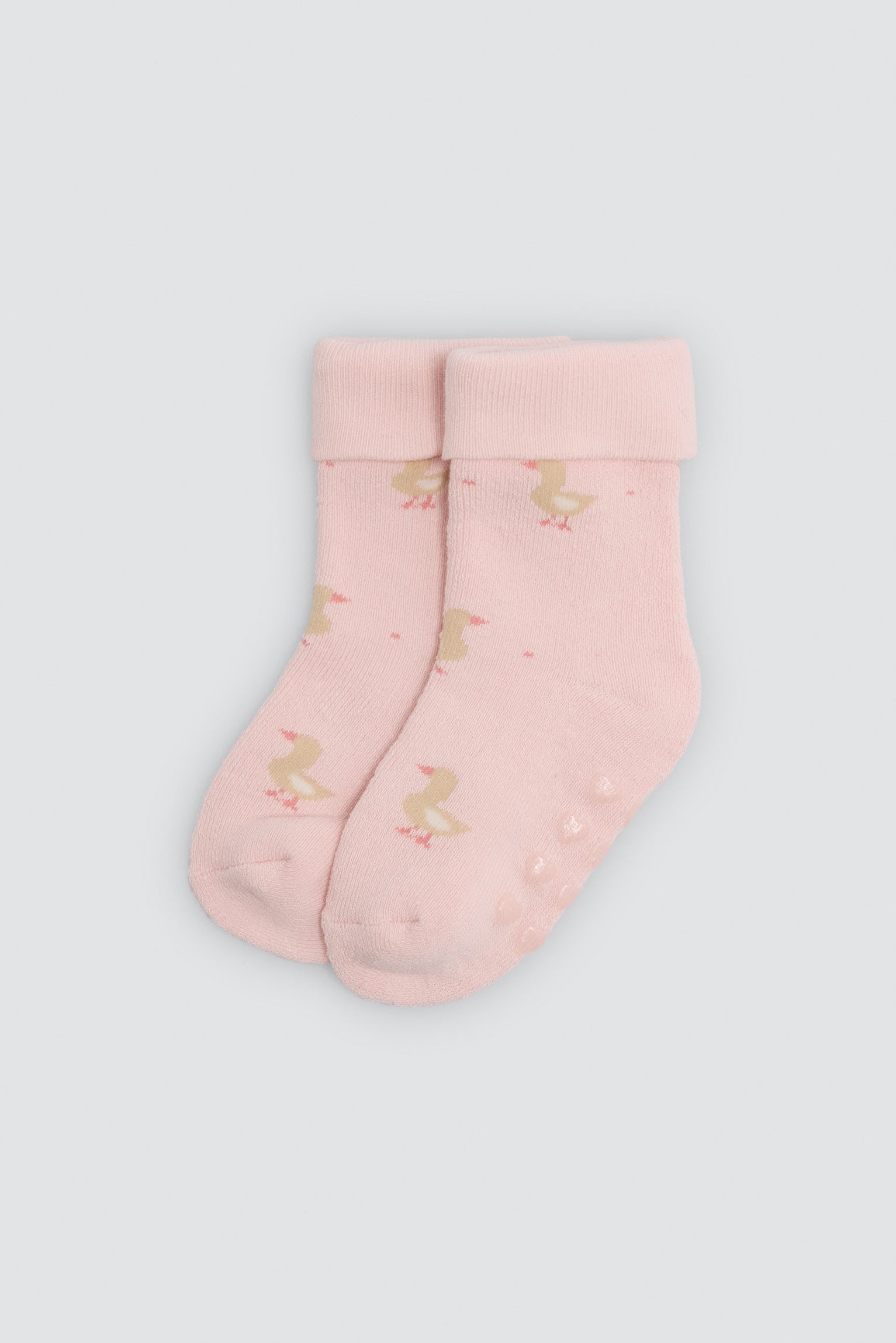 Lot de 4 chaussettes thermiques antidérapantes bébé double bord imprimé vaches et canards