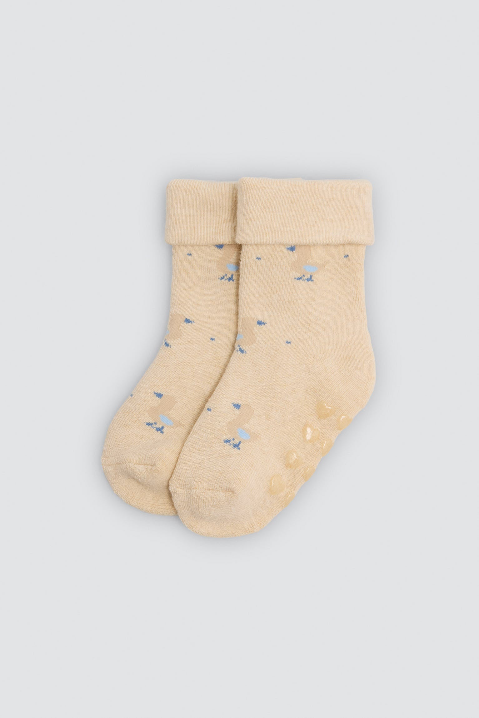 Lot de 4 chaussettes thermiques antidérapantes bébé double bord imprimé vaches et canards