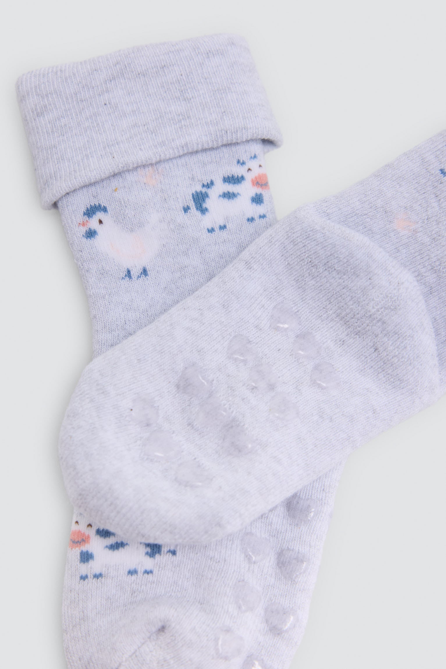 Lot de 4 chaussettes thermiques antidérapantes bébé double bord imprimé vaches et canards