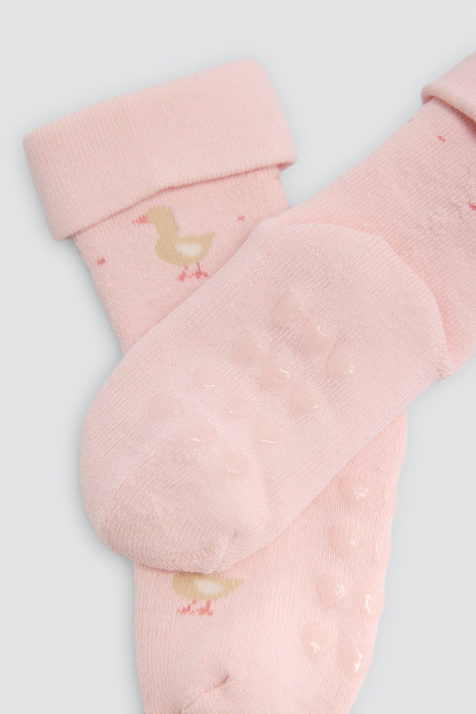 Lot de 4 chaussettes thermiques antidérapantes bébé double bord imprimé vaches et canards