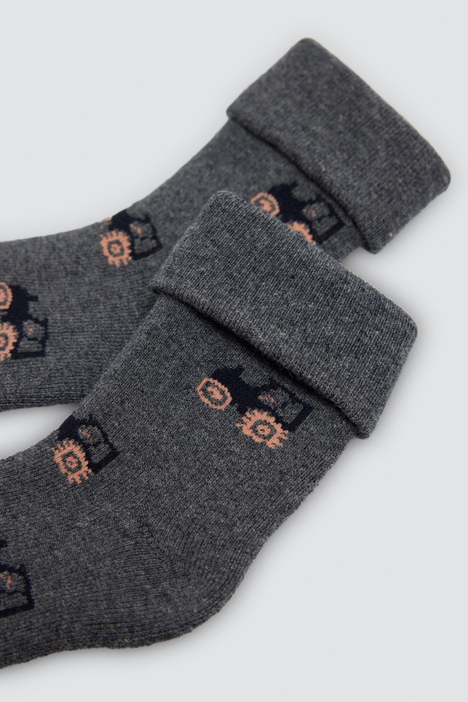 Lot de 4 chaussettes thermiques bébé imprimé tracteurs et cochons