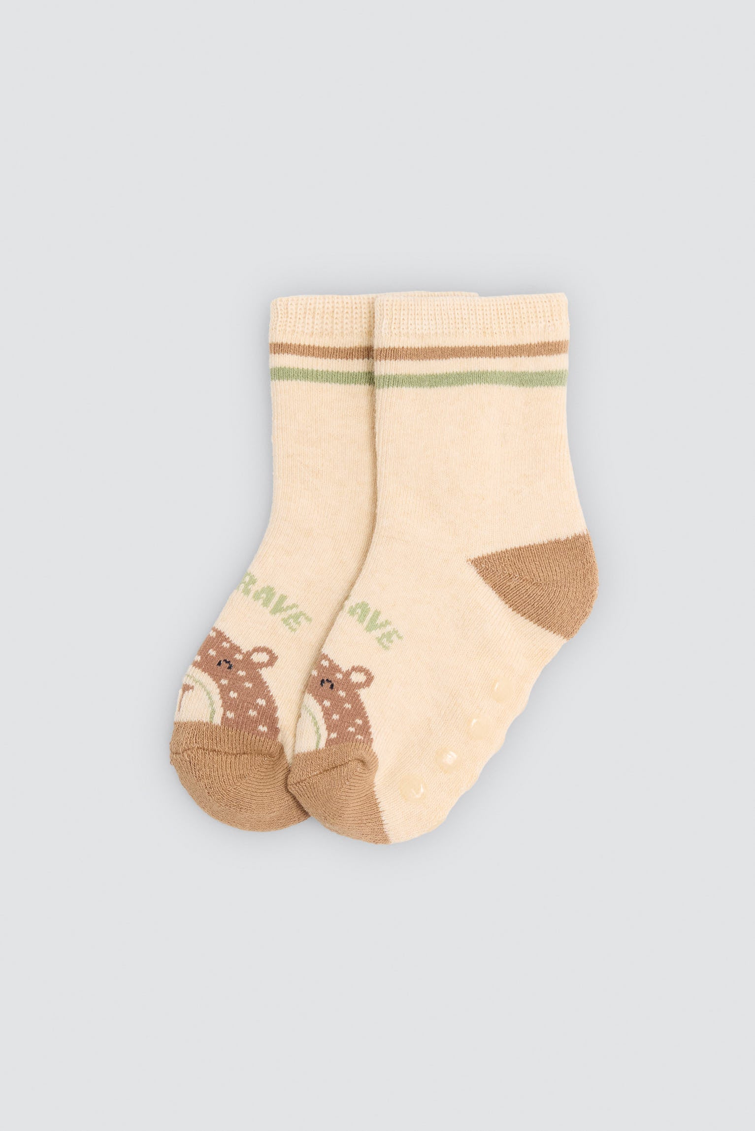 Lot de 4 chaussettes thermiques antidérapantes bébé imprimé ours amusants