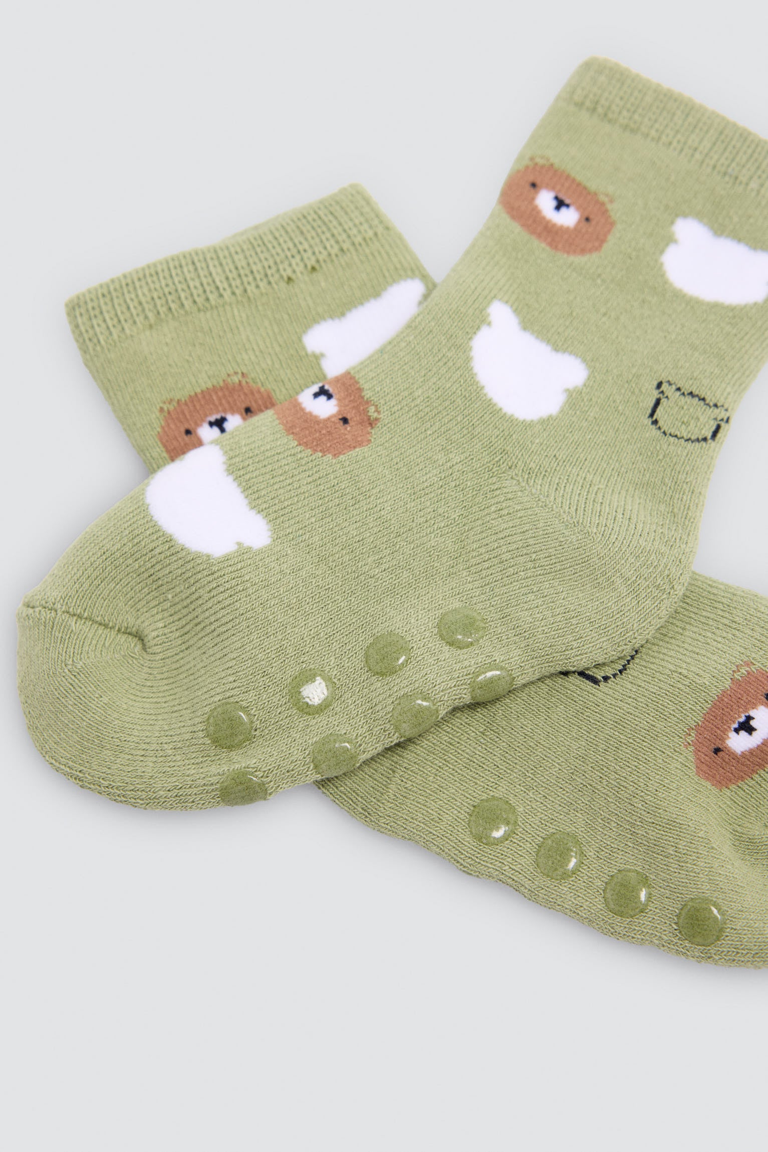 Lot de 4 chaussettes thermiques antidérapantes bébé imprimé ours amusants