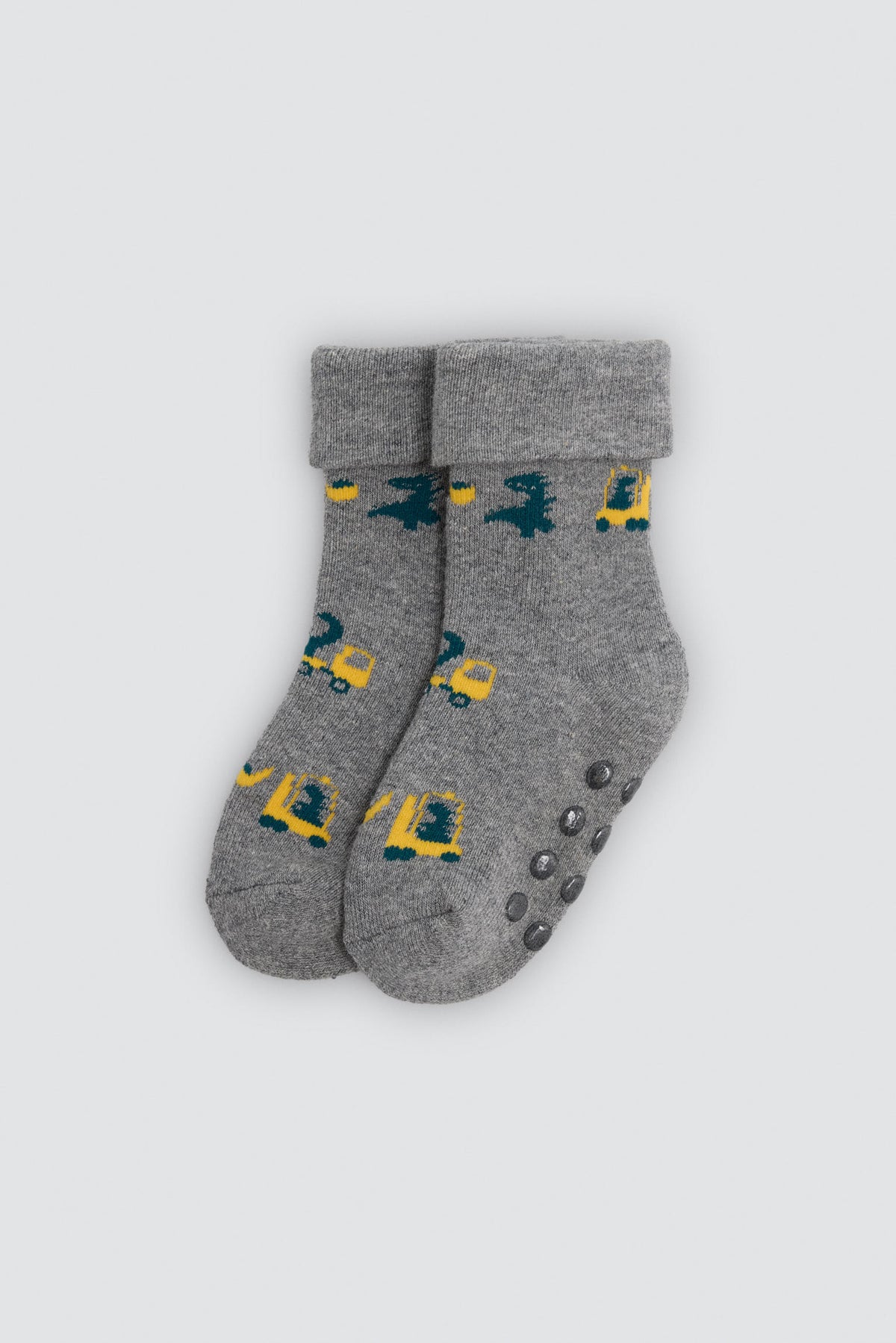 Lot de 4 chaussettes thermiques antidérapantes bébé imprimé tracteurs et flèches