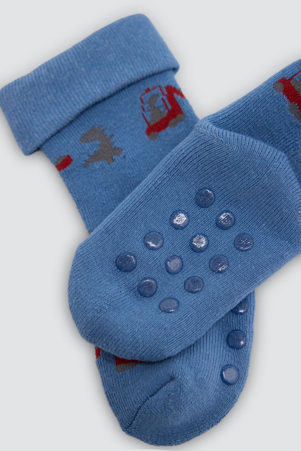 Lot de 4 chaussettes thermiques antidérapantes bébé imprimé tracteurs et flèches