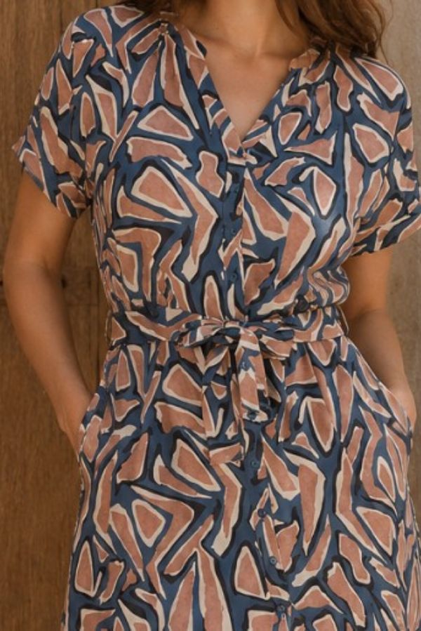 robe chemise imprimée à manches courtes