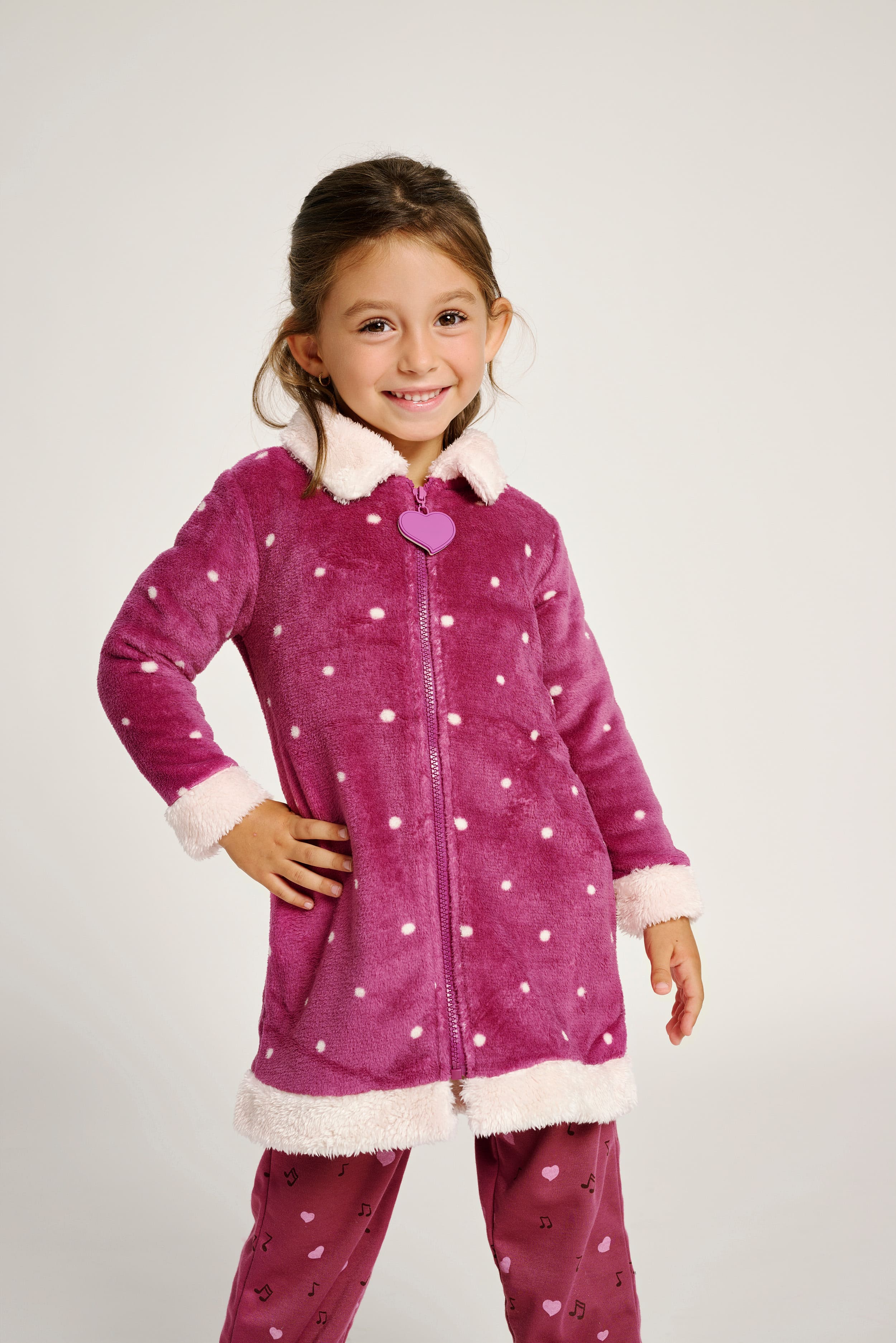 Robe enfant 2-8 ans, imprimé pois et détails en peau de mouton | MUYDEMI