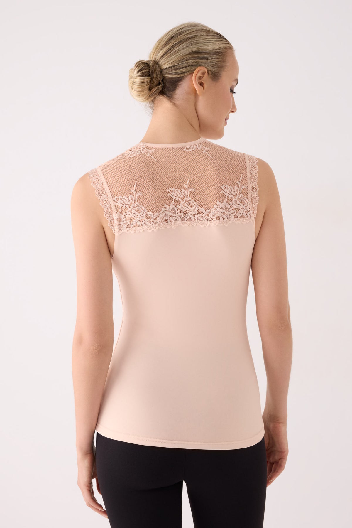 T-shirt sans manches THERMAL pour femme avec dentelle beige