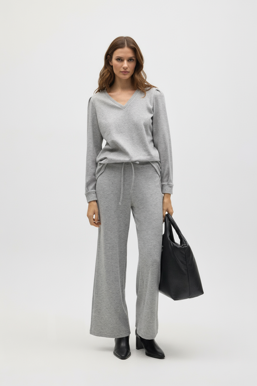 Pantalon droit gris extra confortable