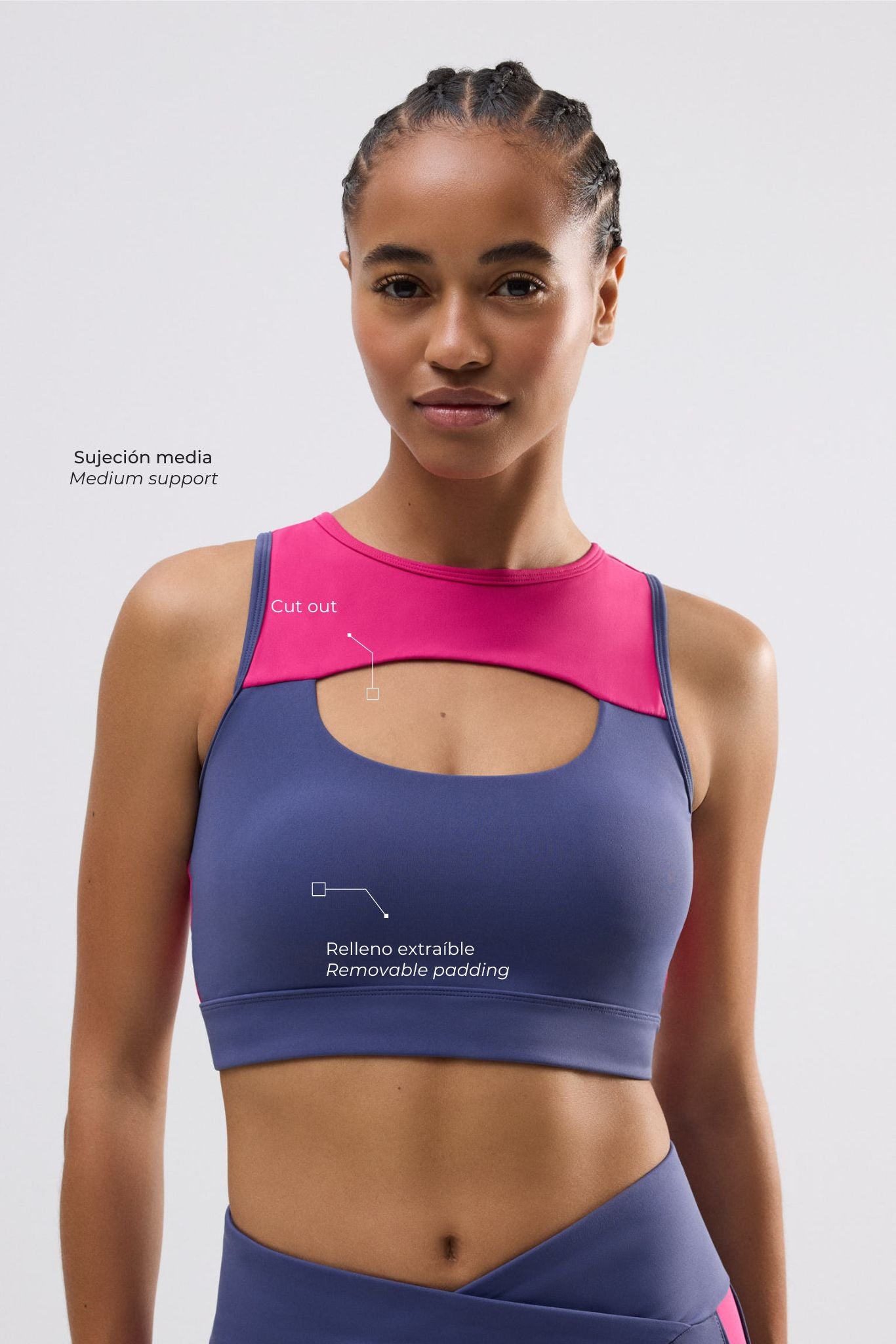 Soutien-gorge de sport à découpes color block, maintien moyen