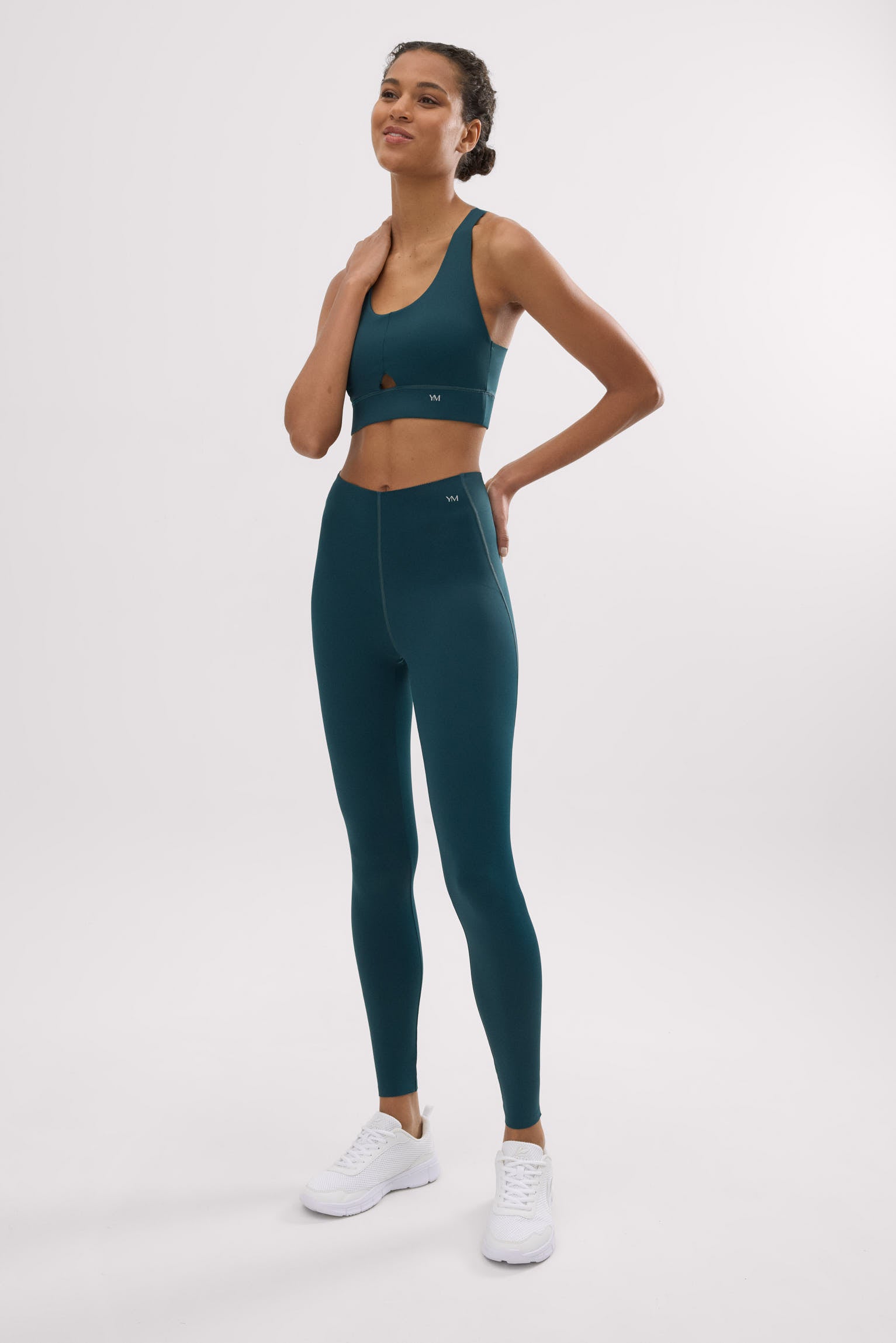 Leggings deportivos largos compressive vientre plano verde botella - Ysabel Mora