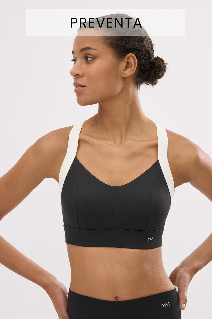 PRÉVENTE Soutien-gorge de sport à armatures réglables, noir et blanc