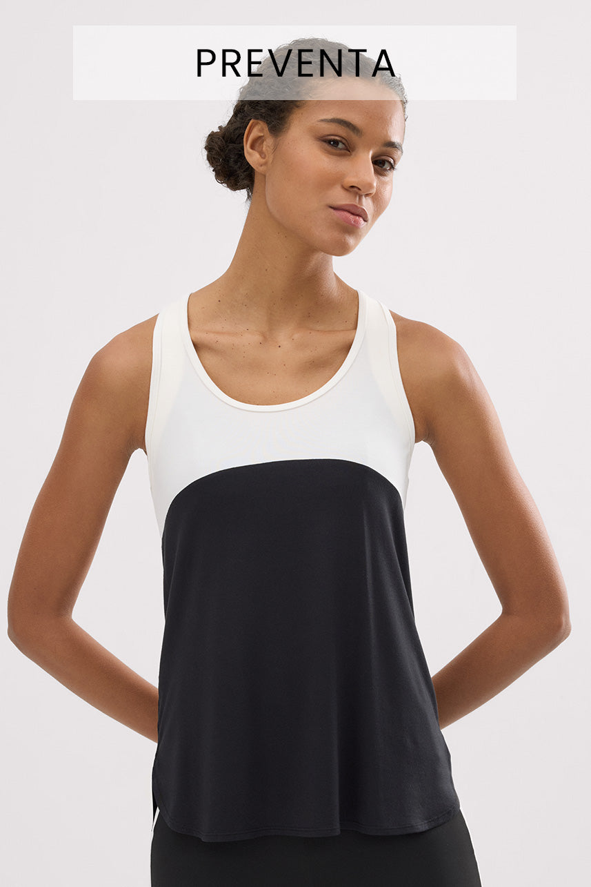 PRÉVENTE Débardeur de bain blanc et noir en prévente