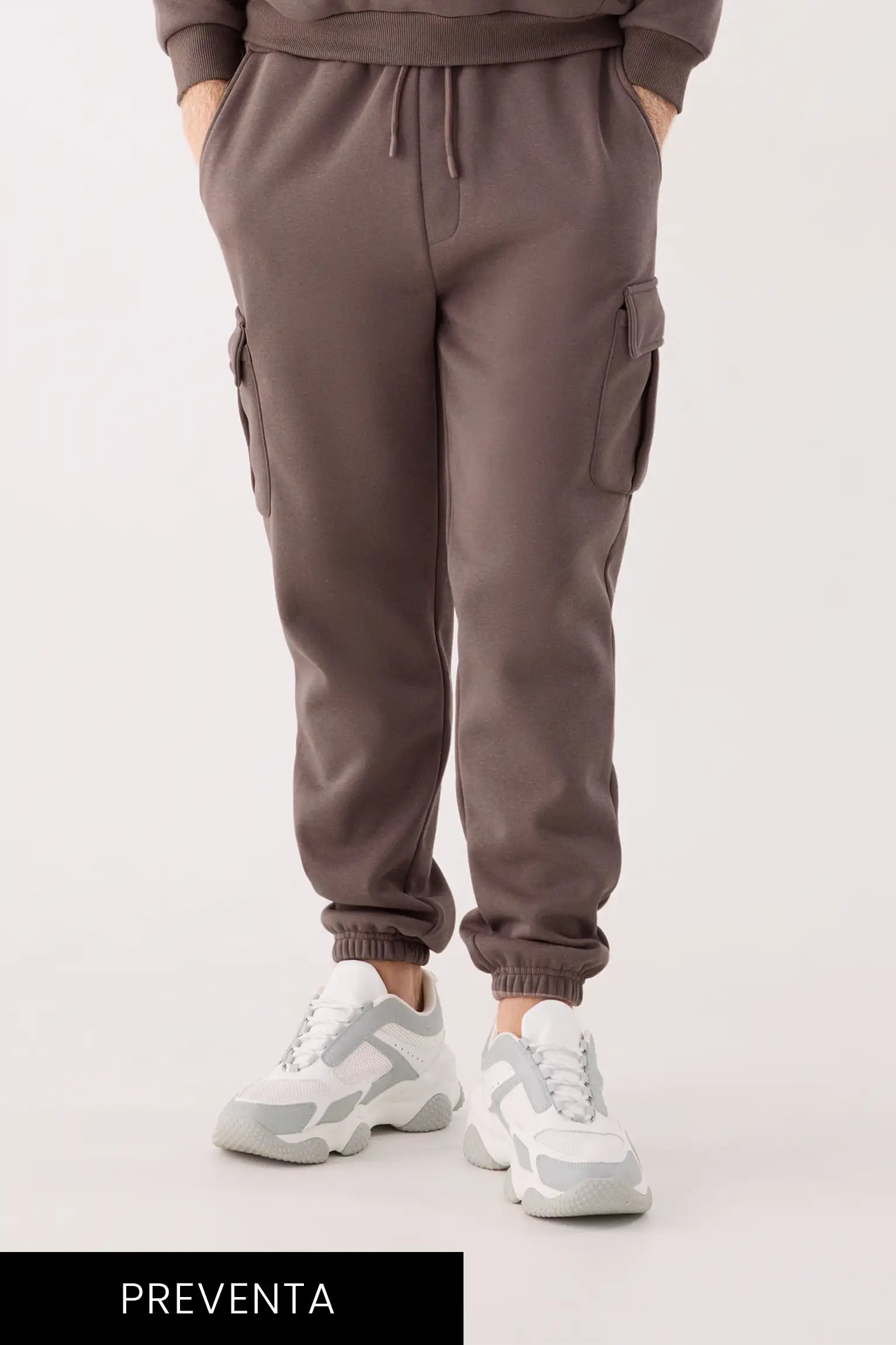 PRÉCOMMANDE Pantalon cargo homme marron molletonné taille réglable