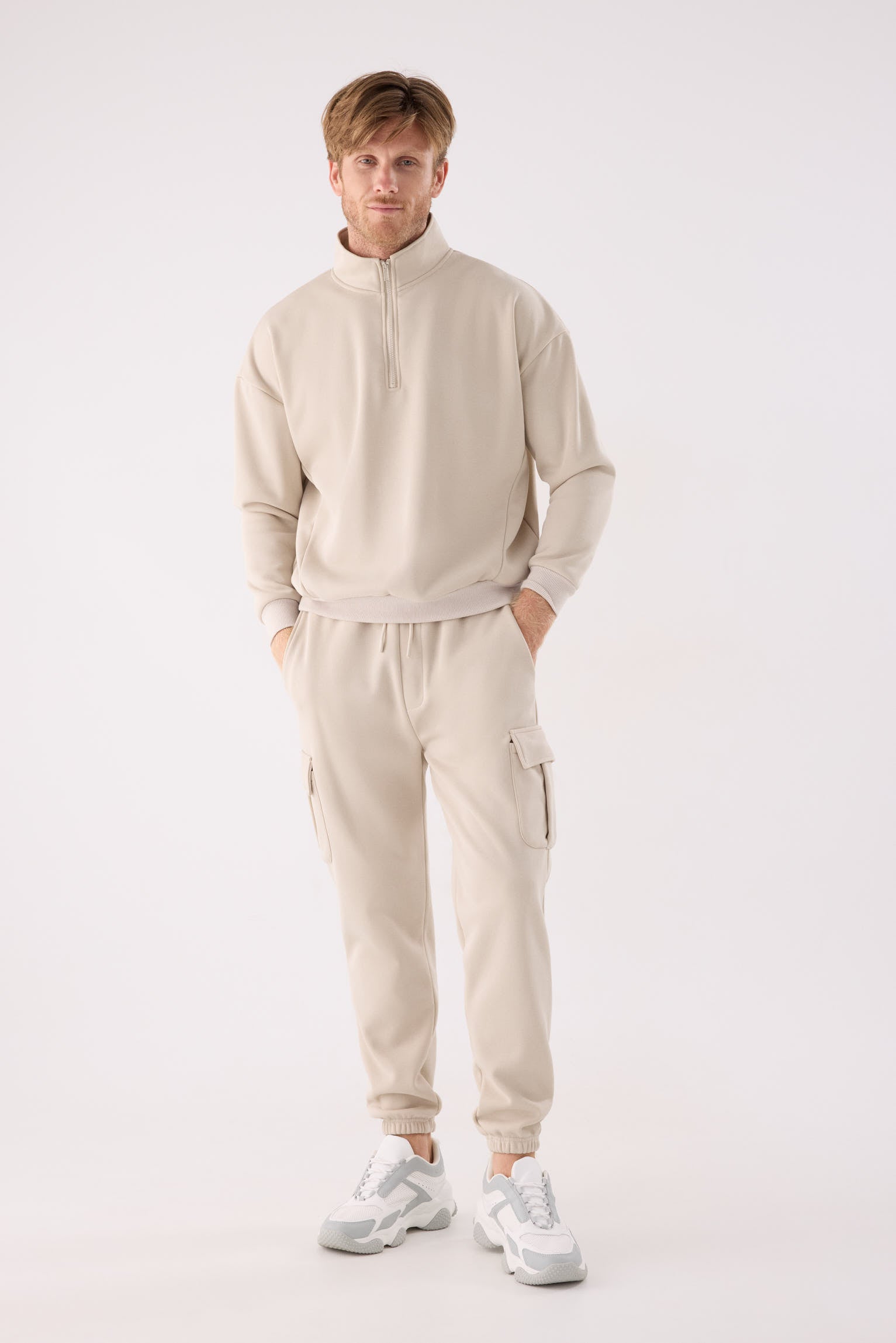 PRÉCOMMANDE Pantalon cargo homme beige molletonné taille réglable