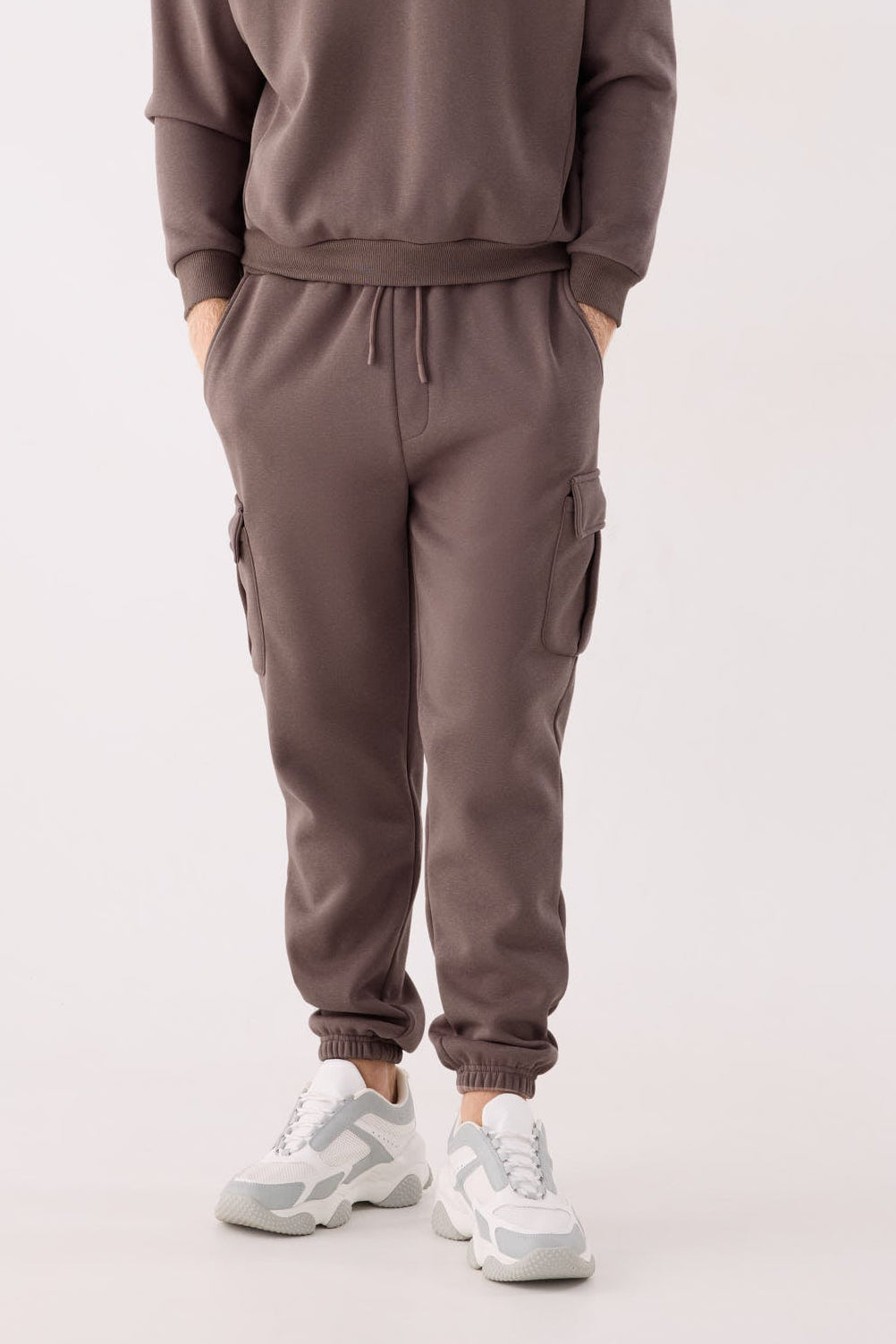 PRÉCOMMANDE Pantalon cargo homme marron molletonné taille réglable