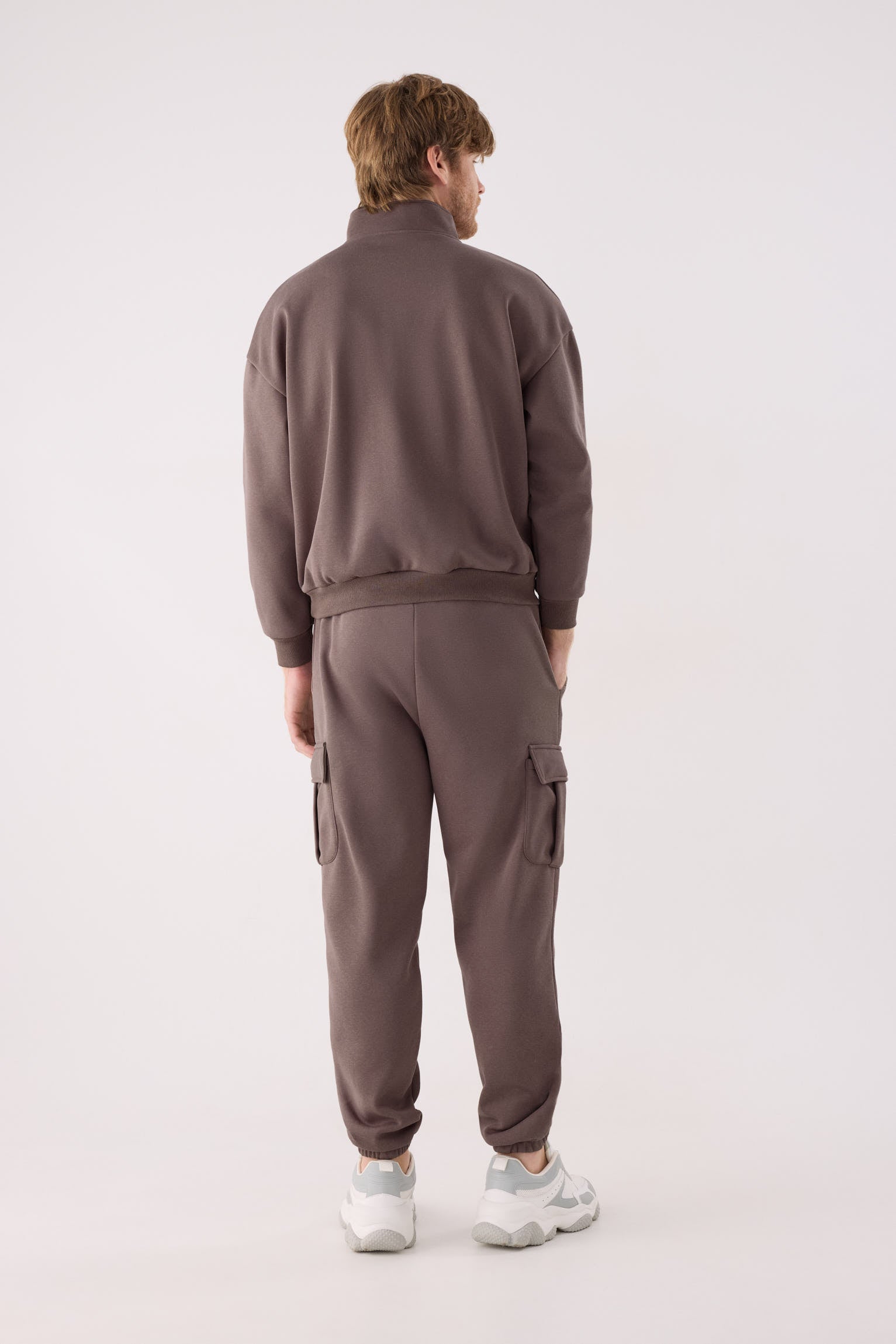 PRÉCOMMANDE Sweat sport homme marron molletonné demi-zip