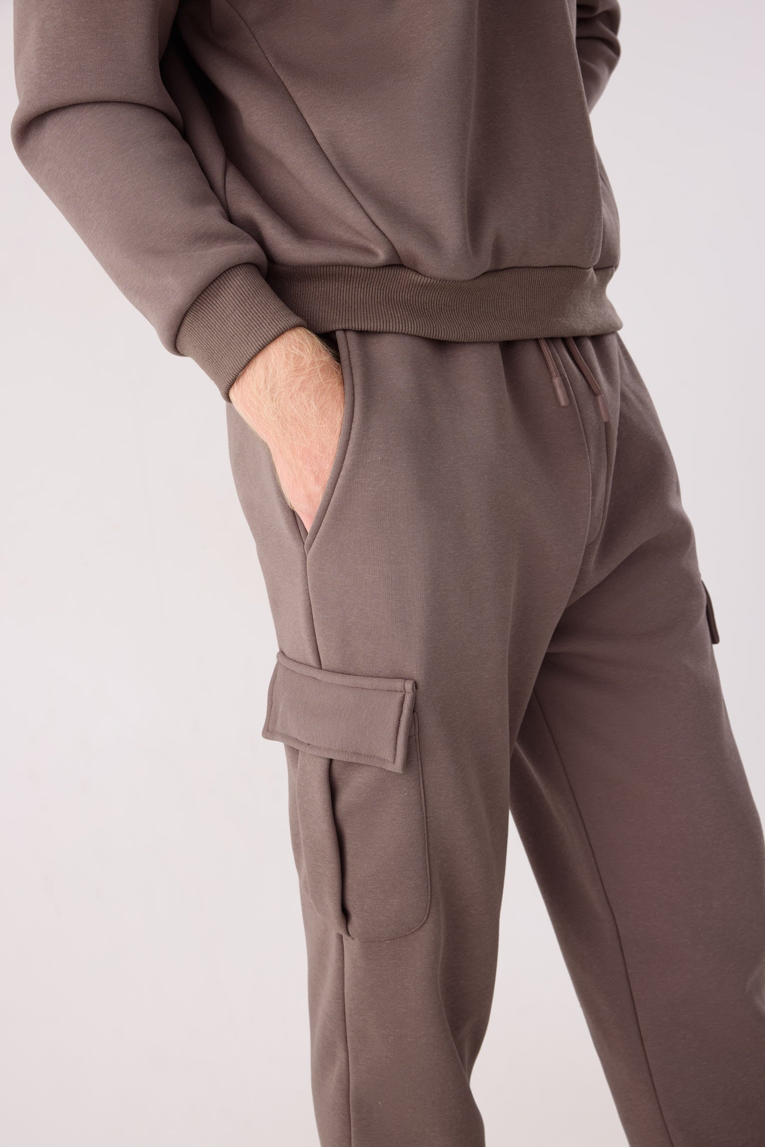 PRÉCOMMANDE Pantalon cargo homme marron molletonné taille réglable
