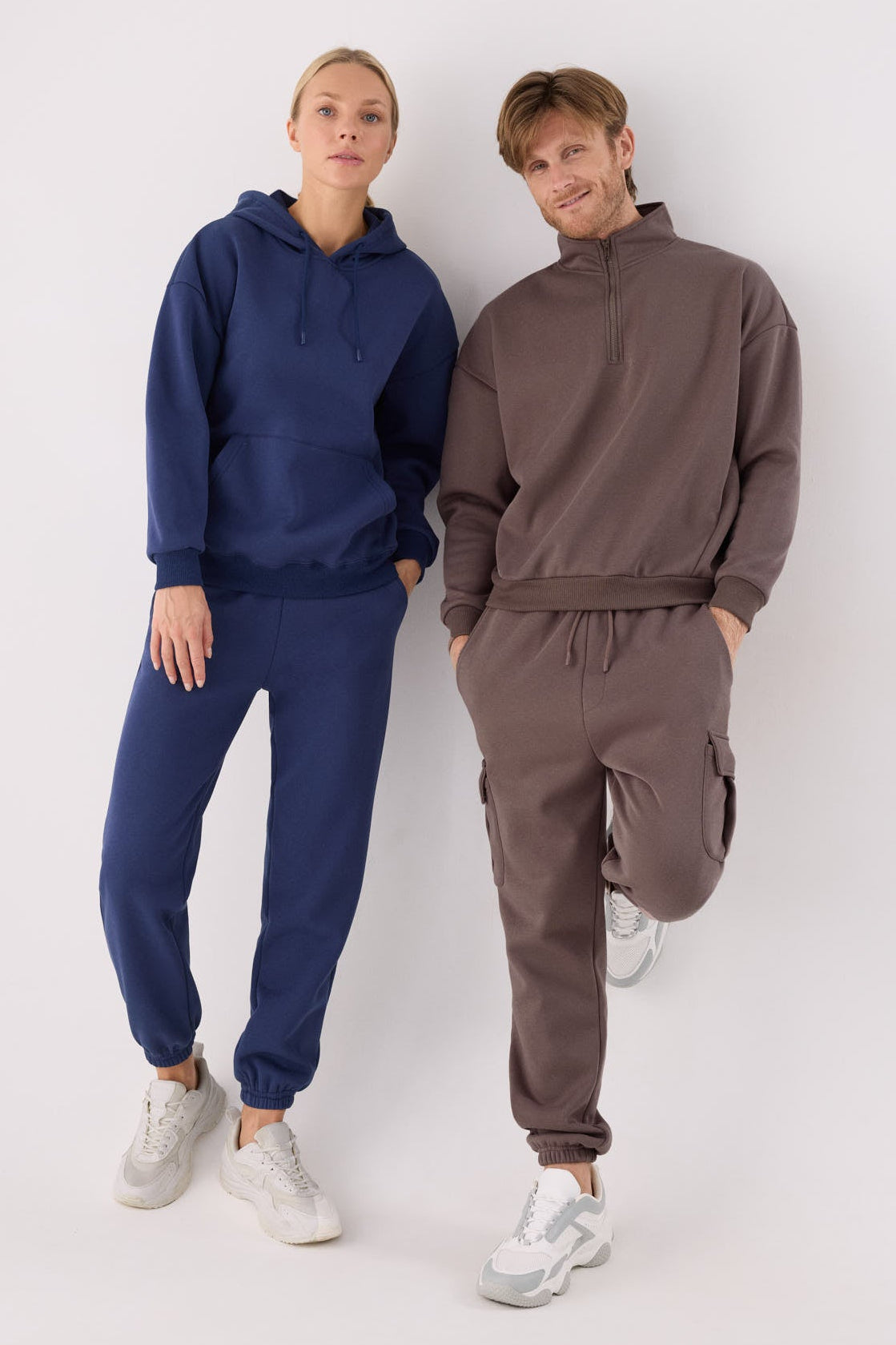 PRÉCOMMANDE Sweat sport homme marron molletonné demi-zip