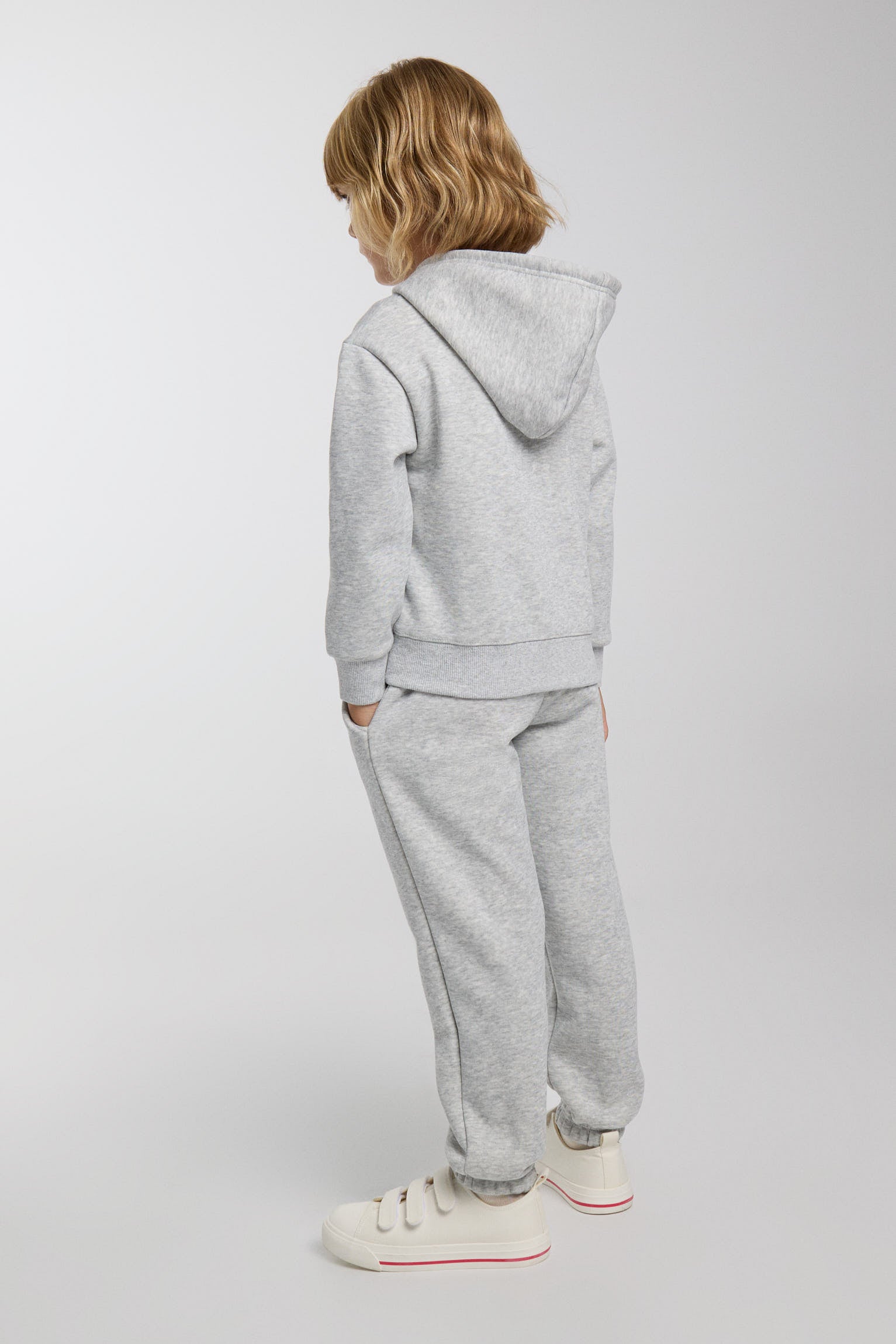 Conjunto de chándal infantil gris jaspeado con sudadera con capucha y pantalón jogger